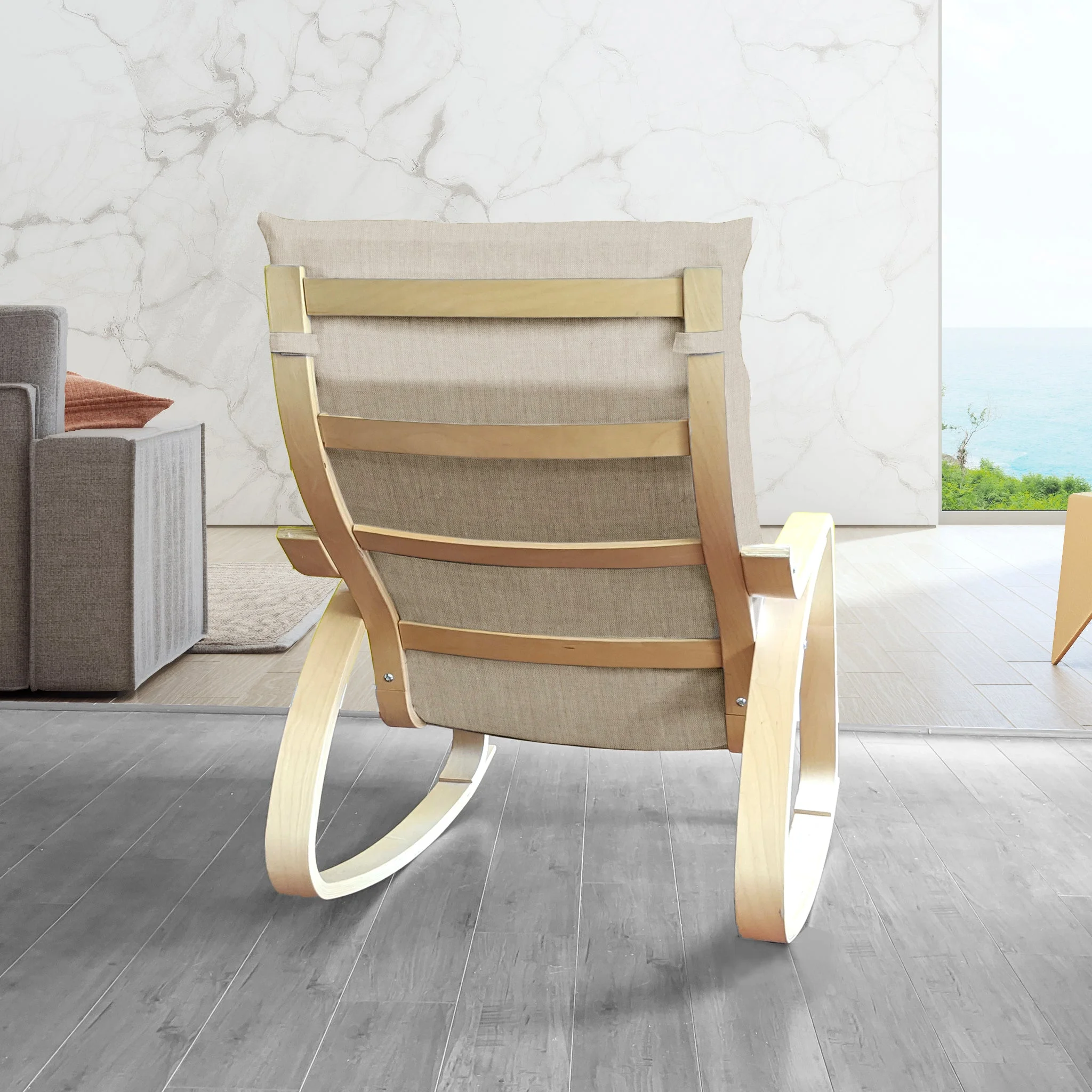 Compatible with IKEA POANG. Beige Linen Chair and Footstool Slip Covers - Cheap Abt