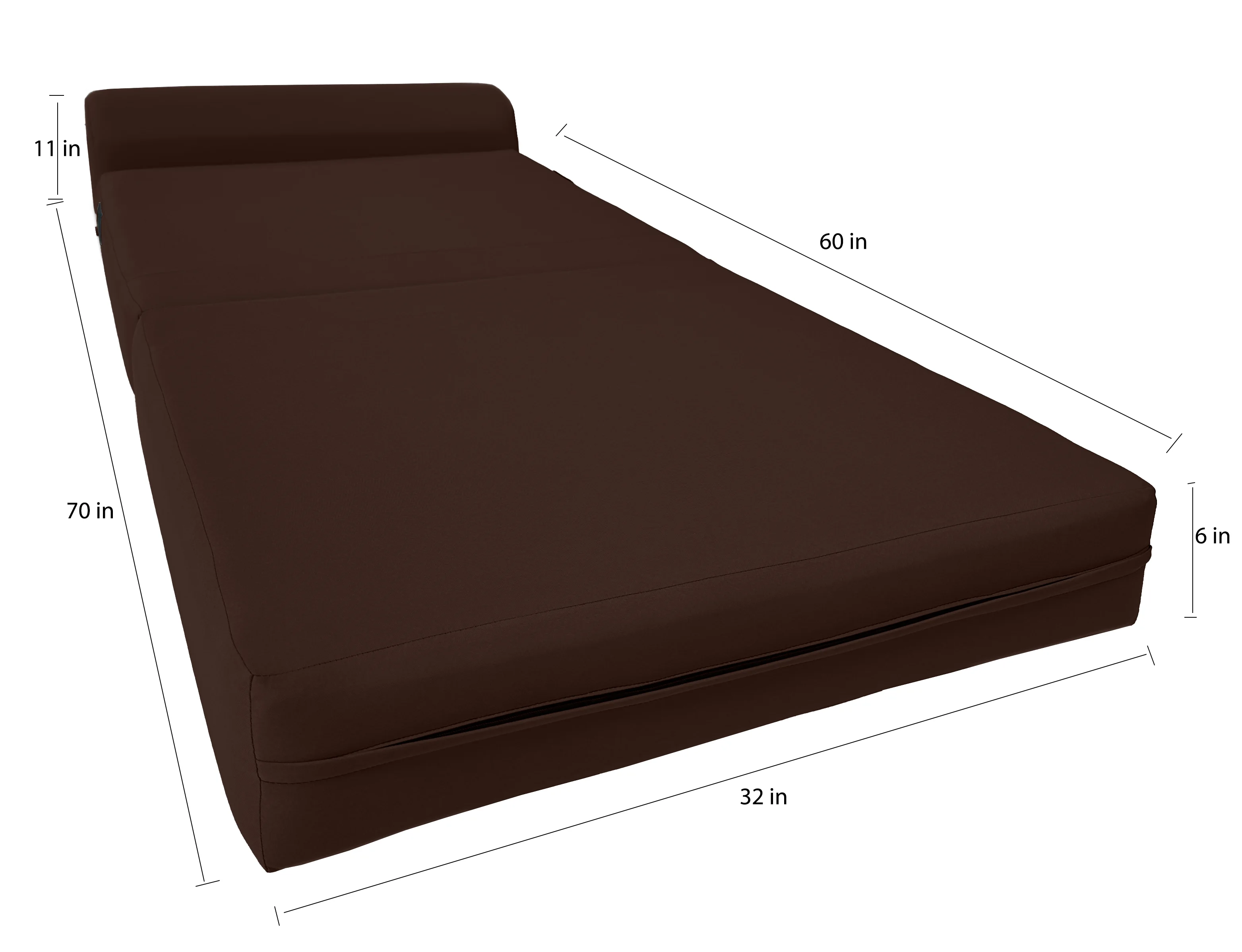 Brown Sleeper Chair Folding Foam Beds. Portable Studio Sofa Guest Bed. 6 x 32 x 70 - Cheap Abt