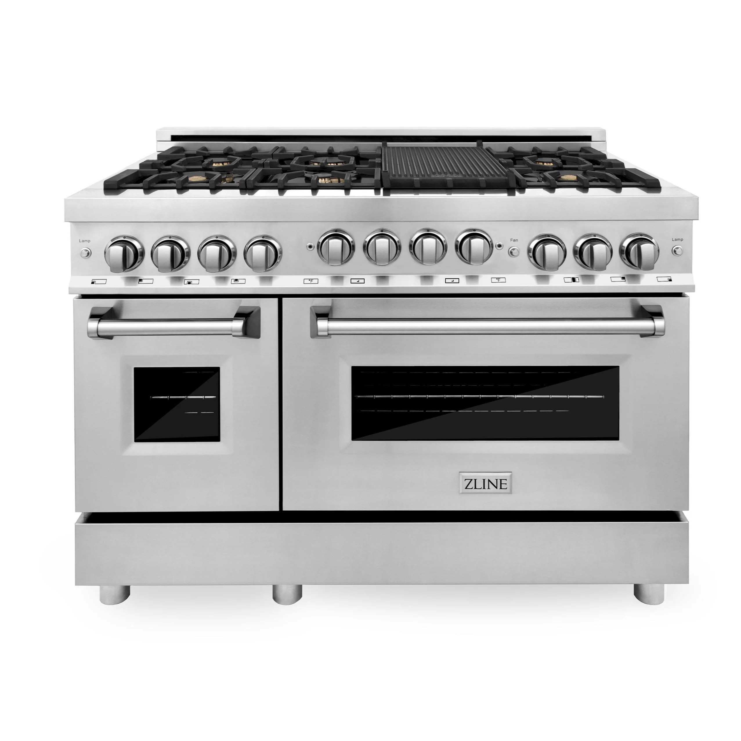 ZLINE 48 Inch 6.0 cu. ft. Range with Gas Stove and Gas Oven in Stainless Steel with Brass Burners, RG-BR-48 - Cheap Abt