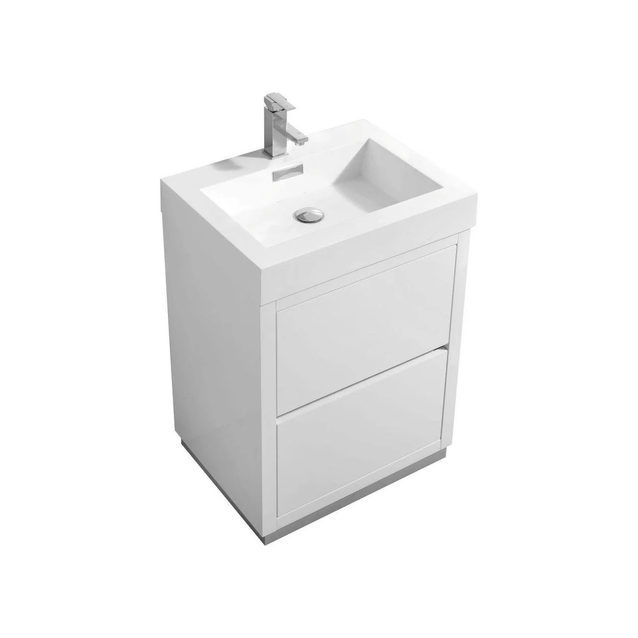 KubeBath Bliss 24 in. Free Standing Modern Bathroom Vanity - High Gloss White, FMB24-GW - Cheap Abt