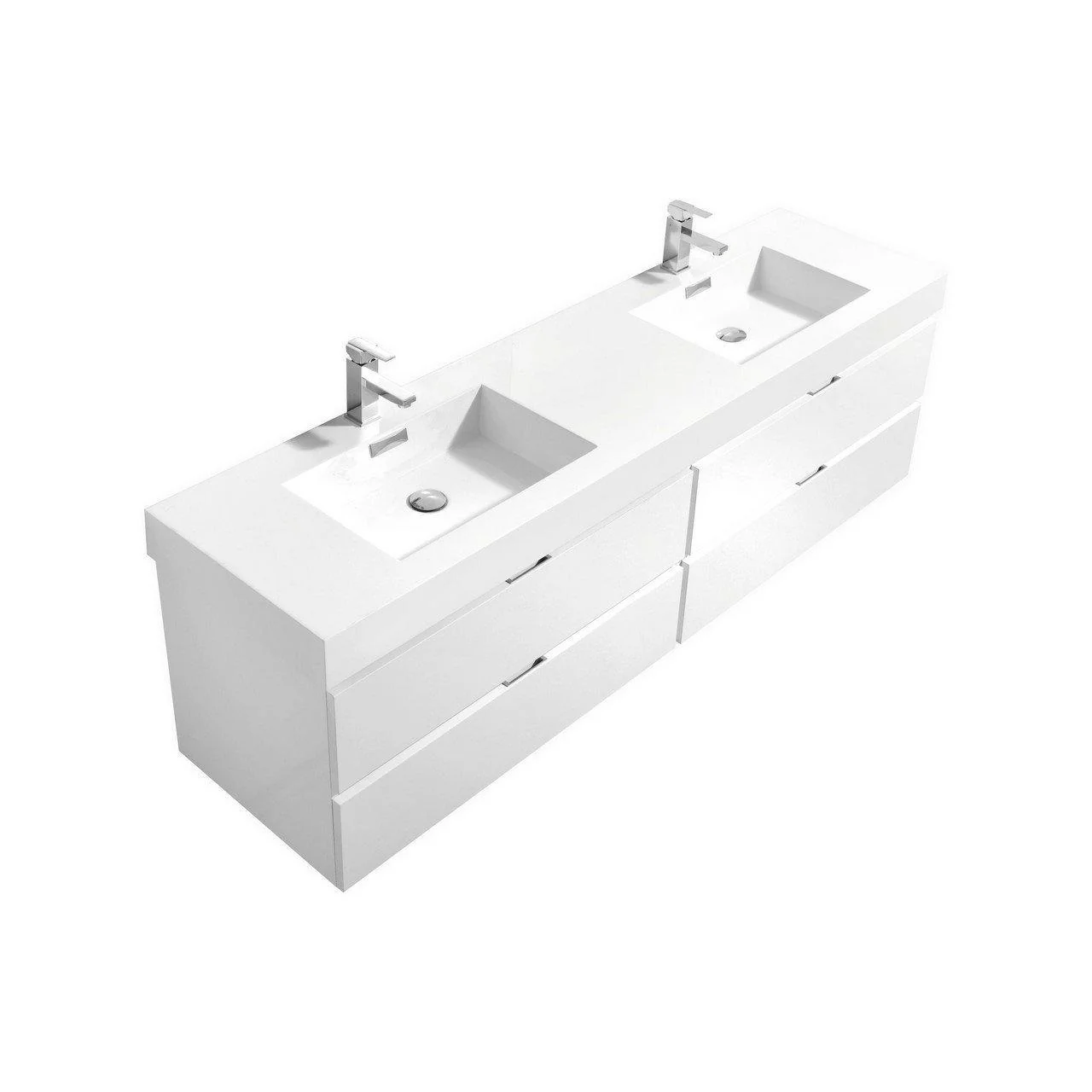 KubeBath Bliss 72 in. Double Sink Wall Mount Modern Bathroom Vanity - High Gloss White, BSL72D-GW - Cheap Abt