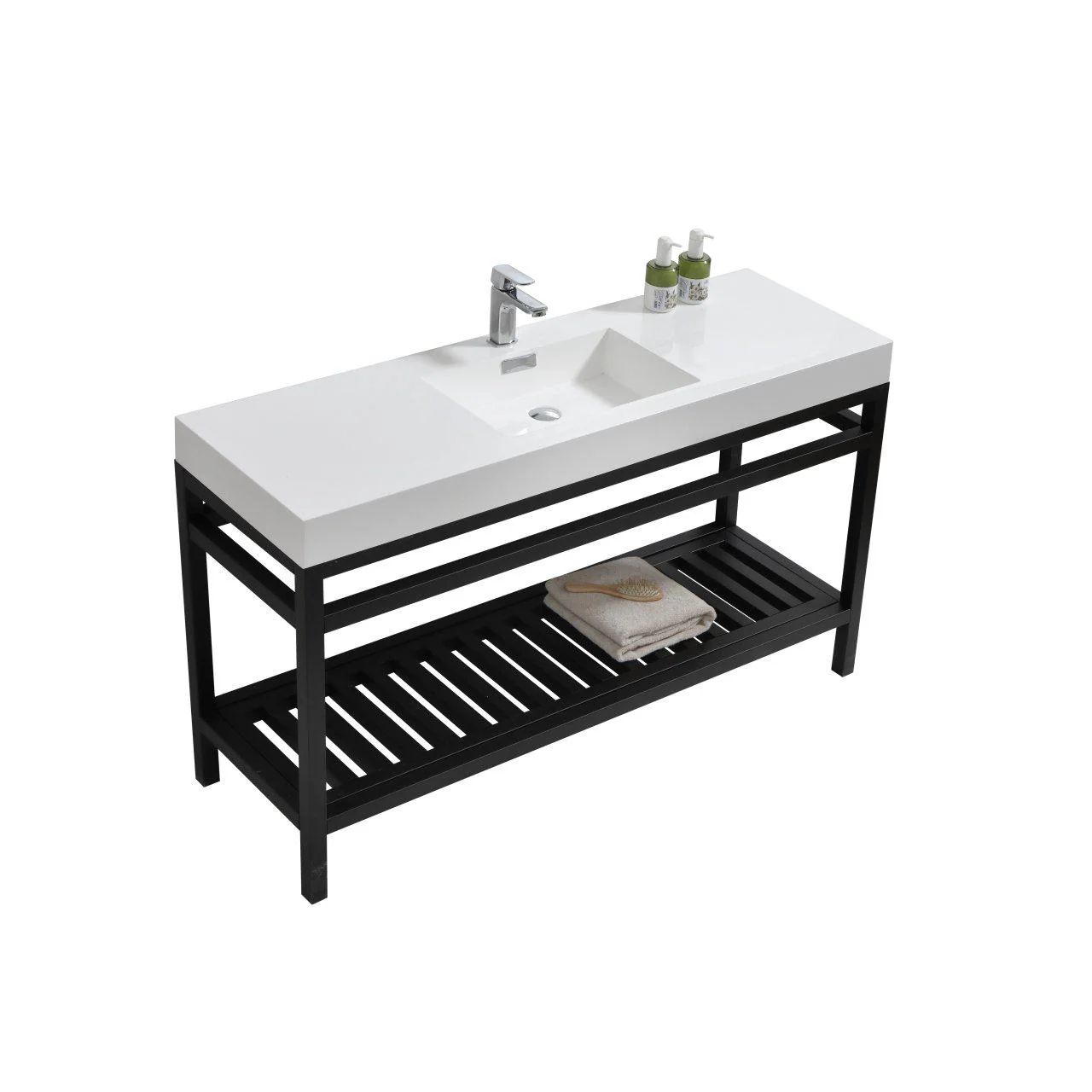 KubeBath Cisco 60 in. Single Sink Stainless Steel Console with Acrylic Sink - Matte Black, AC60S-BK - Cheap Abt