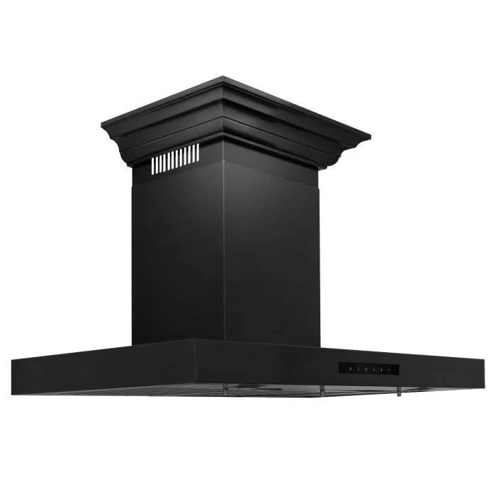 ZLINE 36 in. Convertible Vent Wall Mount Range Hood in Black Stainless Steel with Crown Molding, BSKENCRN-36 - Cheap Abt
