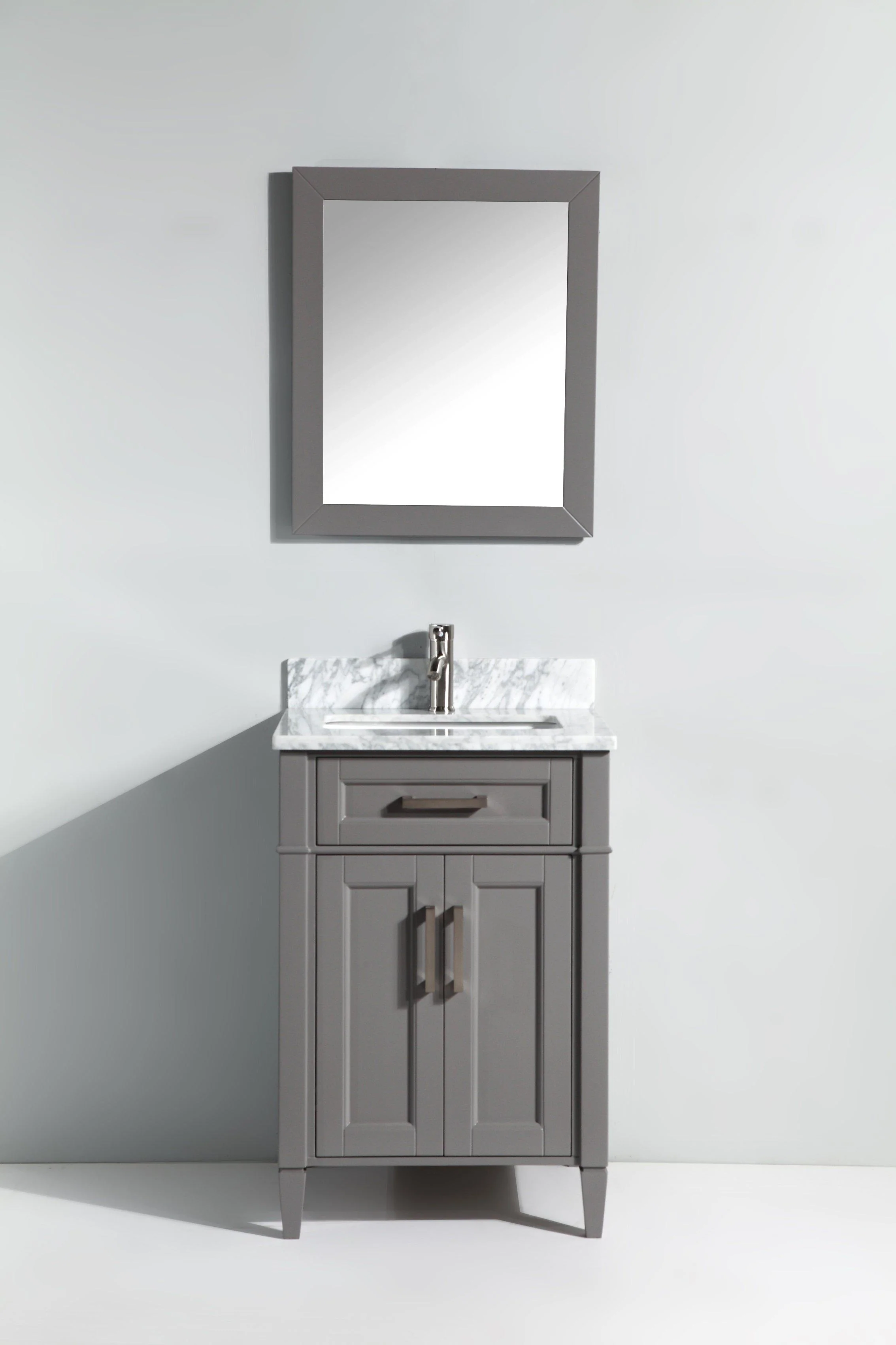 Vanity Art 24 in. Single Sink Vanity in Carrara Marble & Mirror - Grey, VA2024-G - Cheap Abt