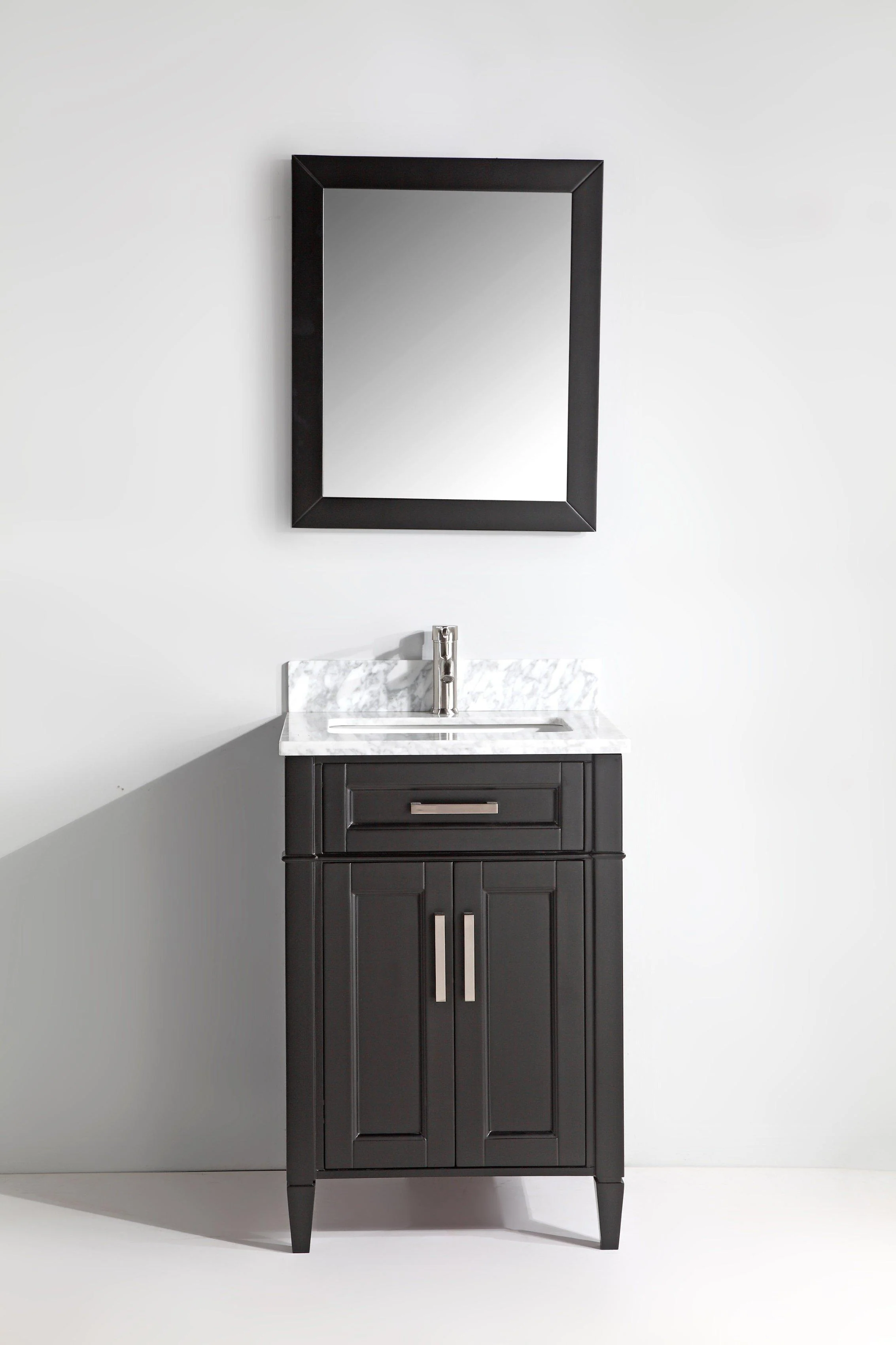 Vanity Art 24 in. Single Sink Vanity in Carrara Marble & Mirror - Espresso, VA2024-E - Cheap Abt