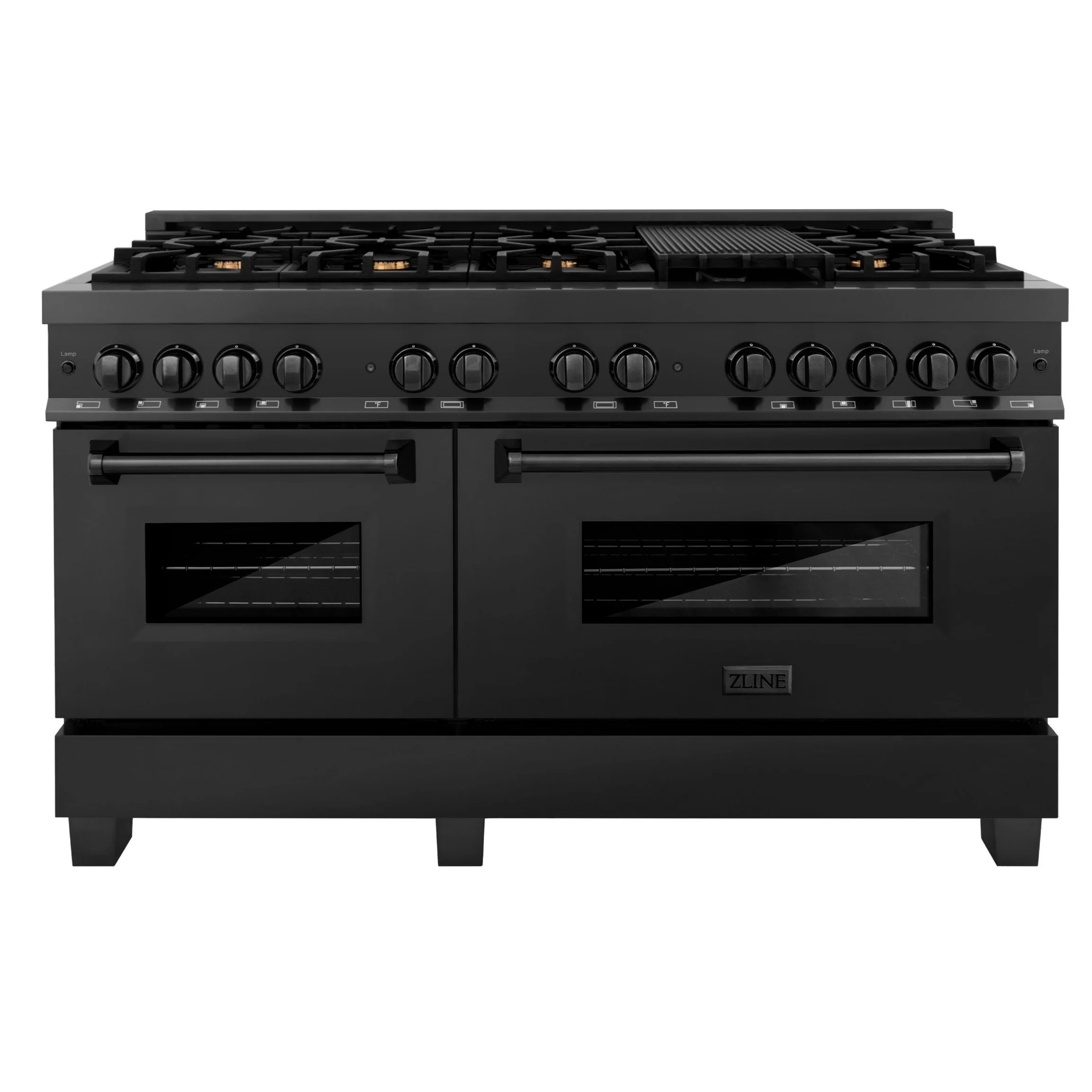 ZLINE 60 in. Professional Gas Burner and 7.6 cu. ft. Electric Oven in Black Stainless Steel with Brass Burners, RAB-60 - Cheap Abt