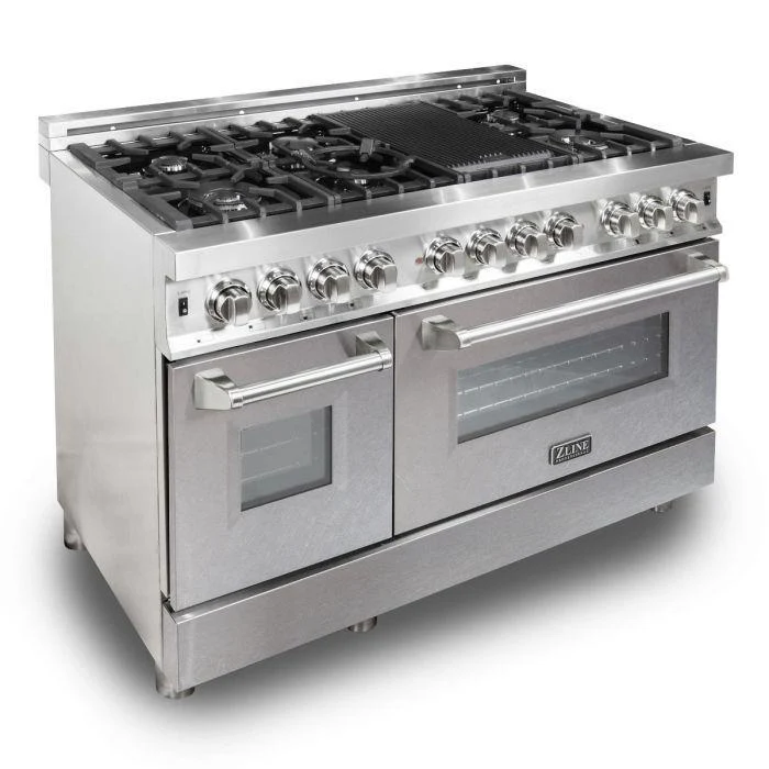 ZLINE 48 in. Professional Gas Burner/Electric Oven Stainless Steel 6.0 cu.ft. 7 Range - DuraSnow® Finish Door, RA-SN-48 - Cheap Abt