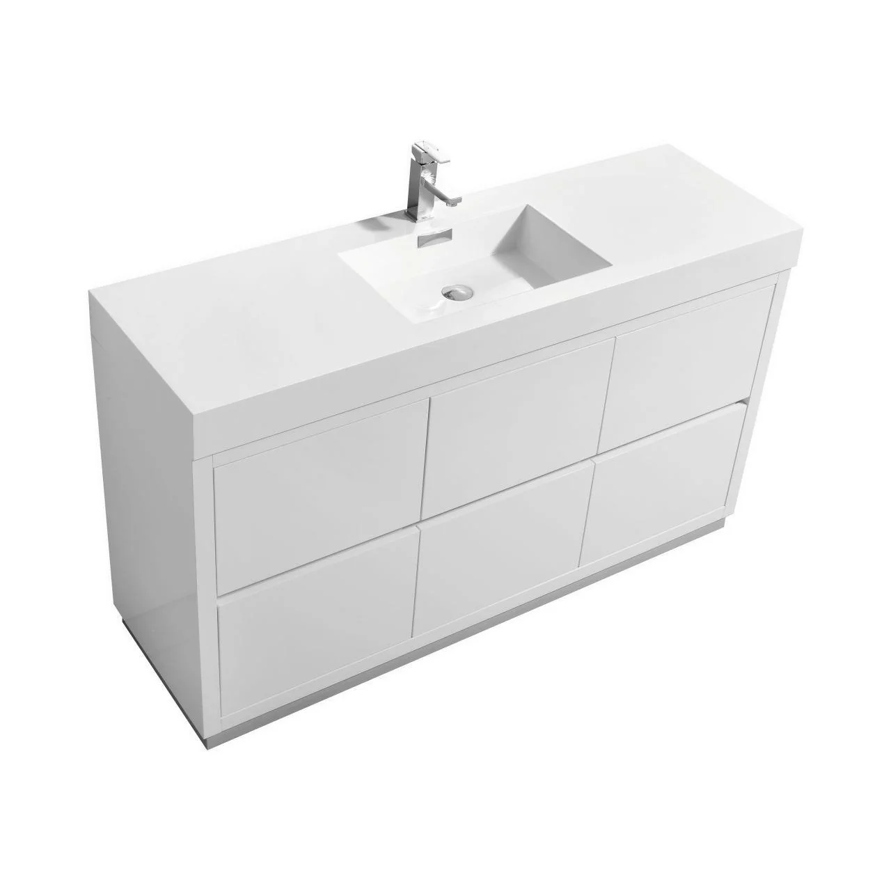 Bliss 60 in. Single Sink Free Standing Modern Bathroom Vanity - High Gloss White - Cheap Abt