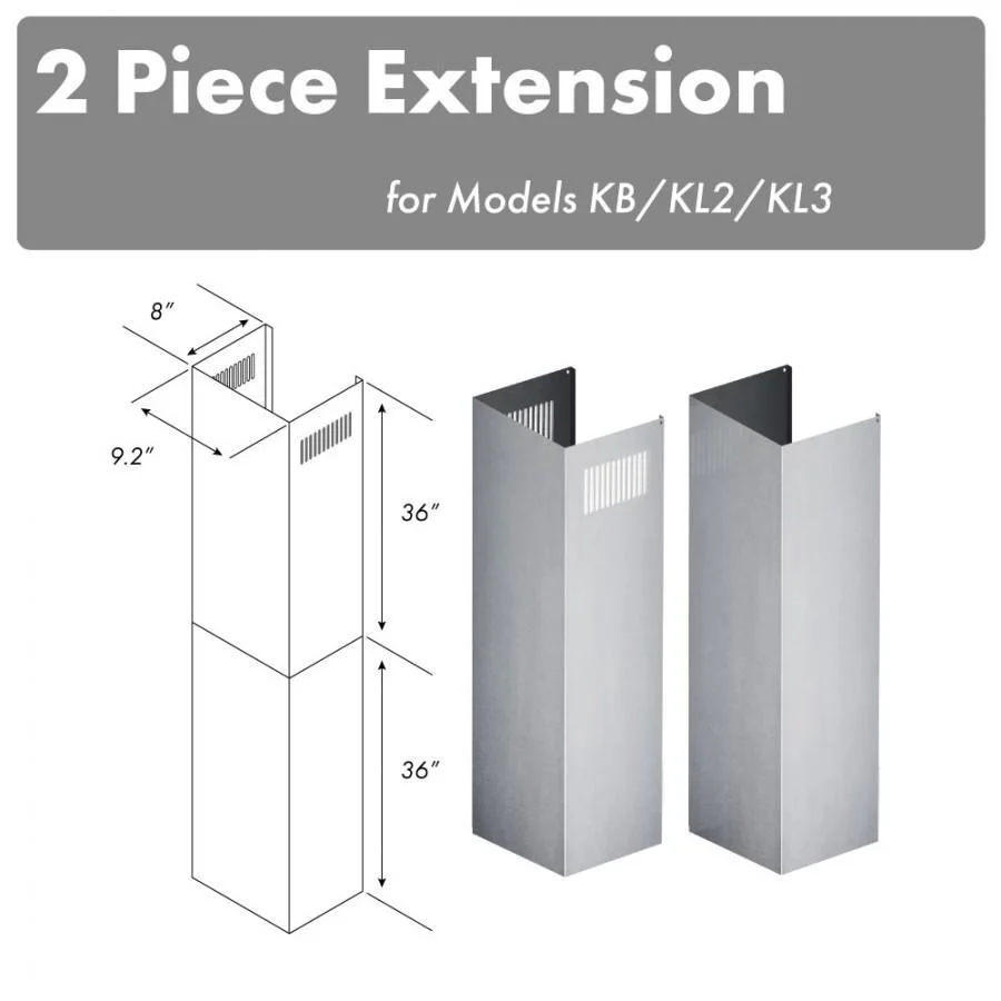 ZLINE Range Hood Chimney Extension for 10ft. to 12ft. Ceilings, 2PCEXT-KB/KL2/KL3 - Cheap Abt