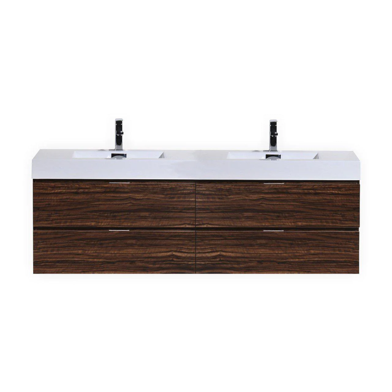 Bliss 72 in. Double Sink Wall Mount Modern Bathroom Vanity - Walnut - Cheap Abt