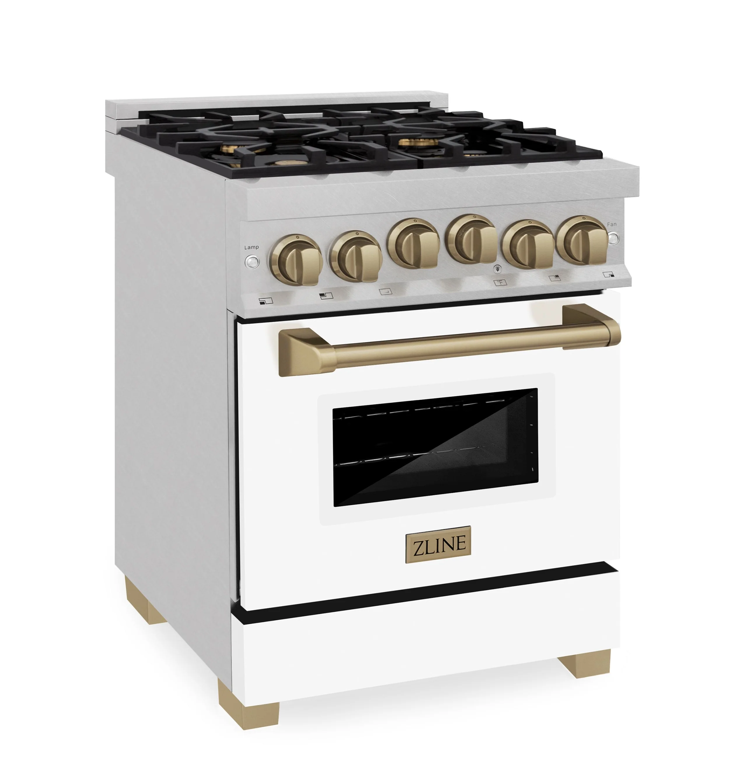 ZLINE Autograph Edition 24 in. Range with Gas Burner and Gas Oven in DuraSnow® Stainless Steel with White Matte Door and Gold Accents, RGSZ-WM-24-CB - Cheap Abt