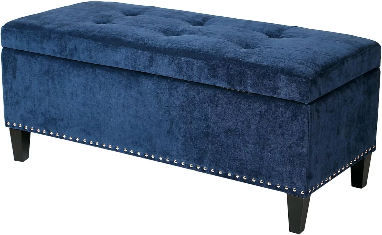 Storage Ottoman Bench Microfiber Rectangular Button Tufted Footstool Storage Room Organizer (Dark Royal Blue) - Cheap Abt