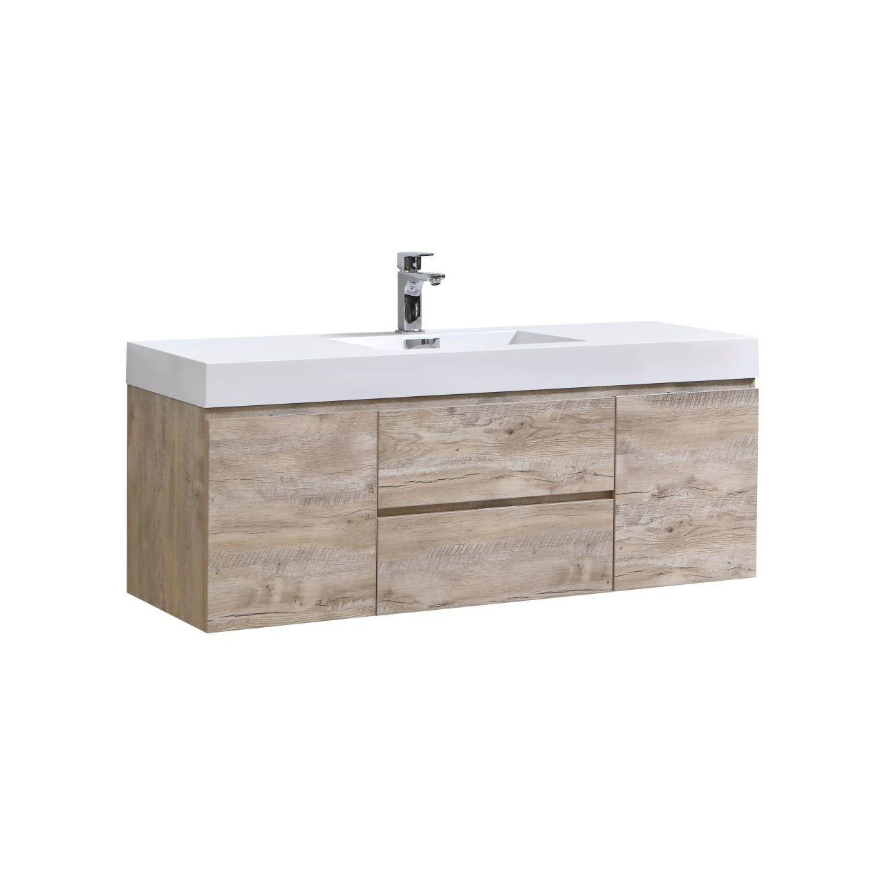 KubeBath Bliss 60 in. Single Sink Wall Mount Modern Bathroom Vanity - Nature Wood, BSL60S-NW - Cheap Abt