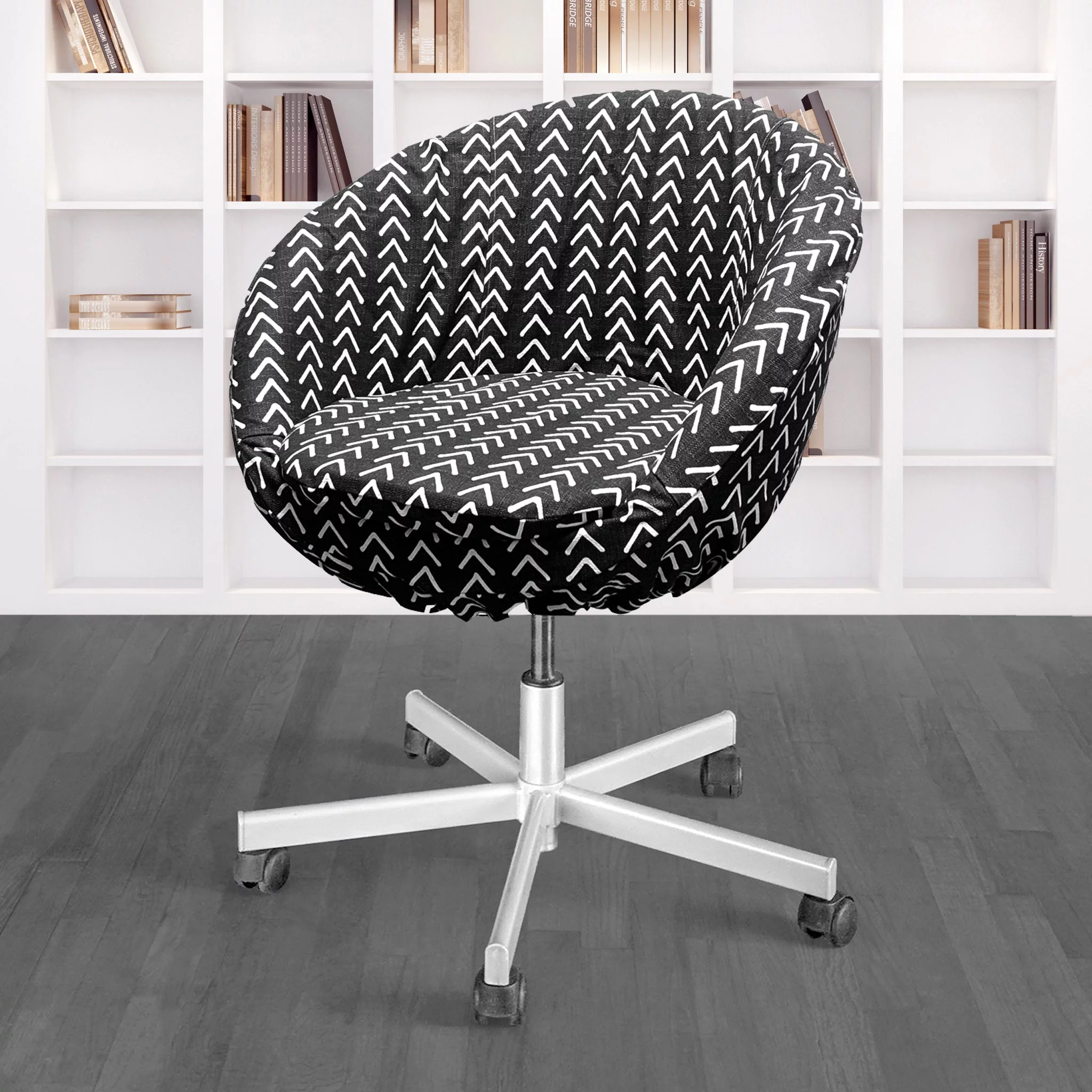 Compatible with IKEA SKRUVSTA. Boho Mudcloth Black Arrow Chair Slip Cover - Cheap Abt