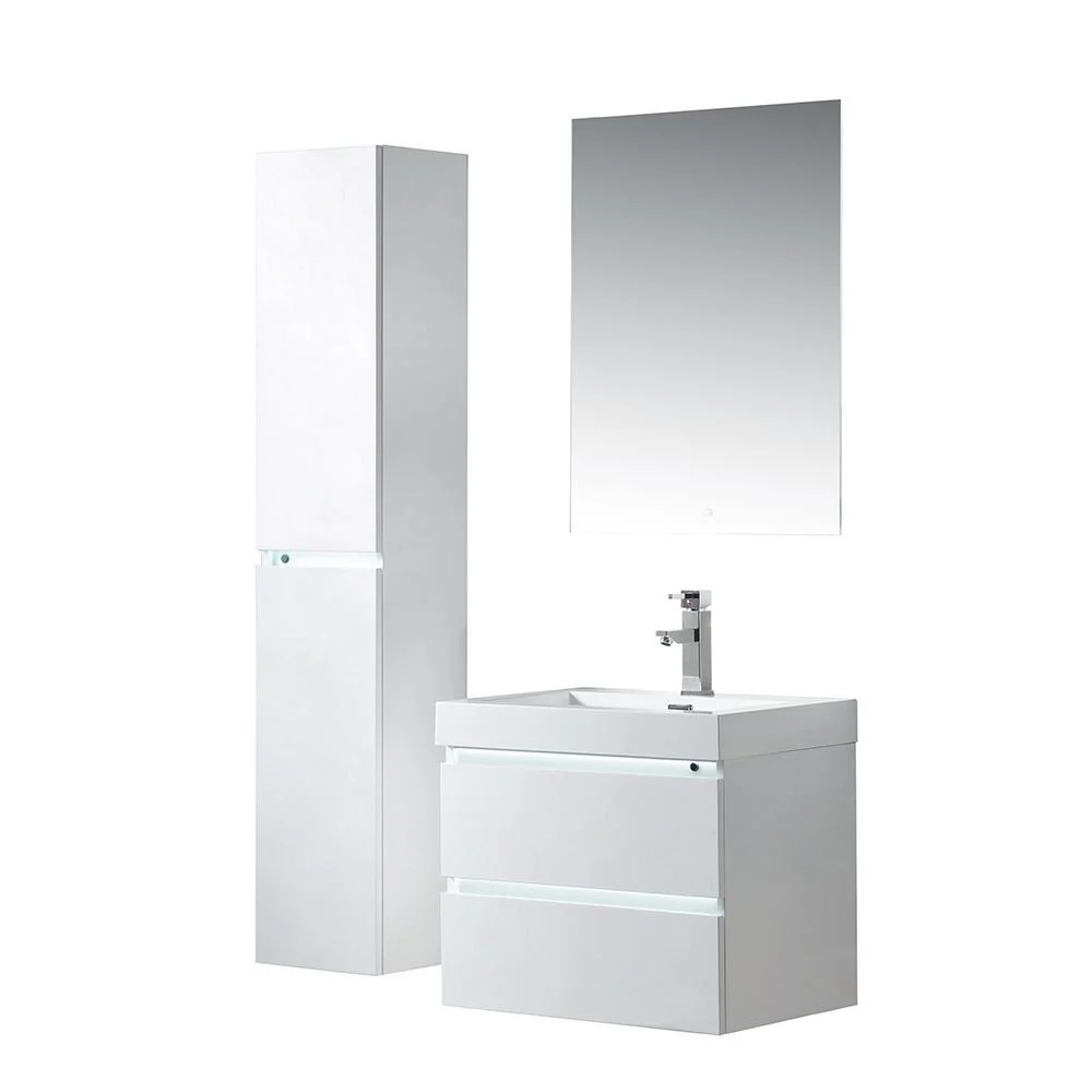 Vanity Art LED Lighted Wall-Hung Single-Sink Vanity With Resin Top, 24 in. - Cheap Abt