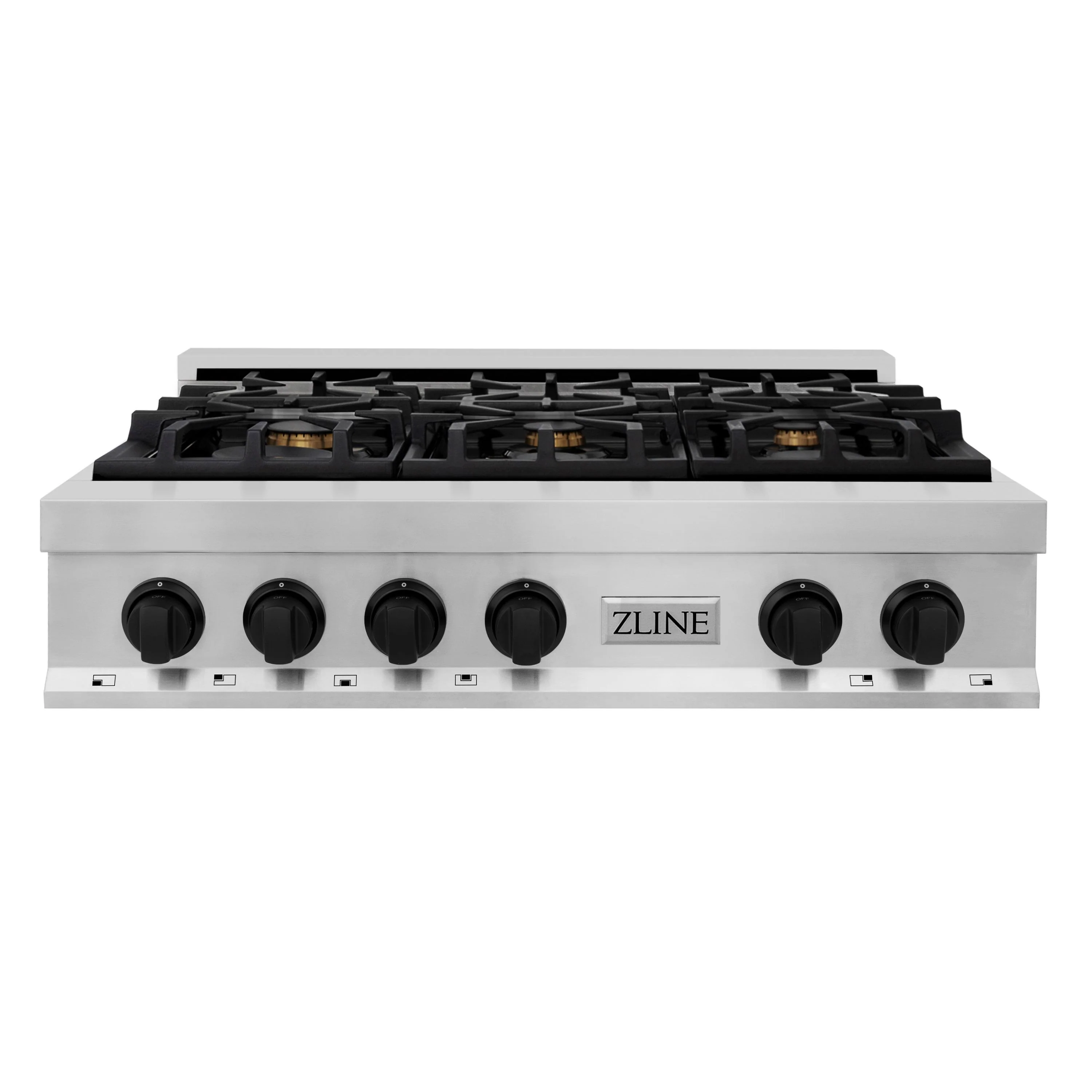 ZLINE Autograph Edition 36 in. Porcelain Rangetop with 6 Gas Burners in Stainless Steel and Matte Black Accents, RTZ-36-MB - Cheap Abt