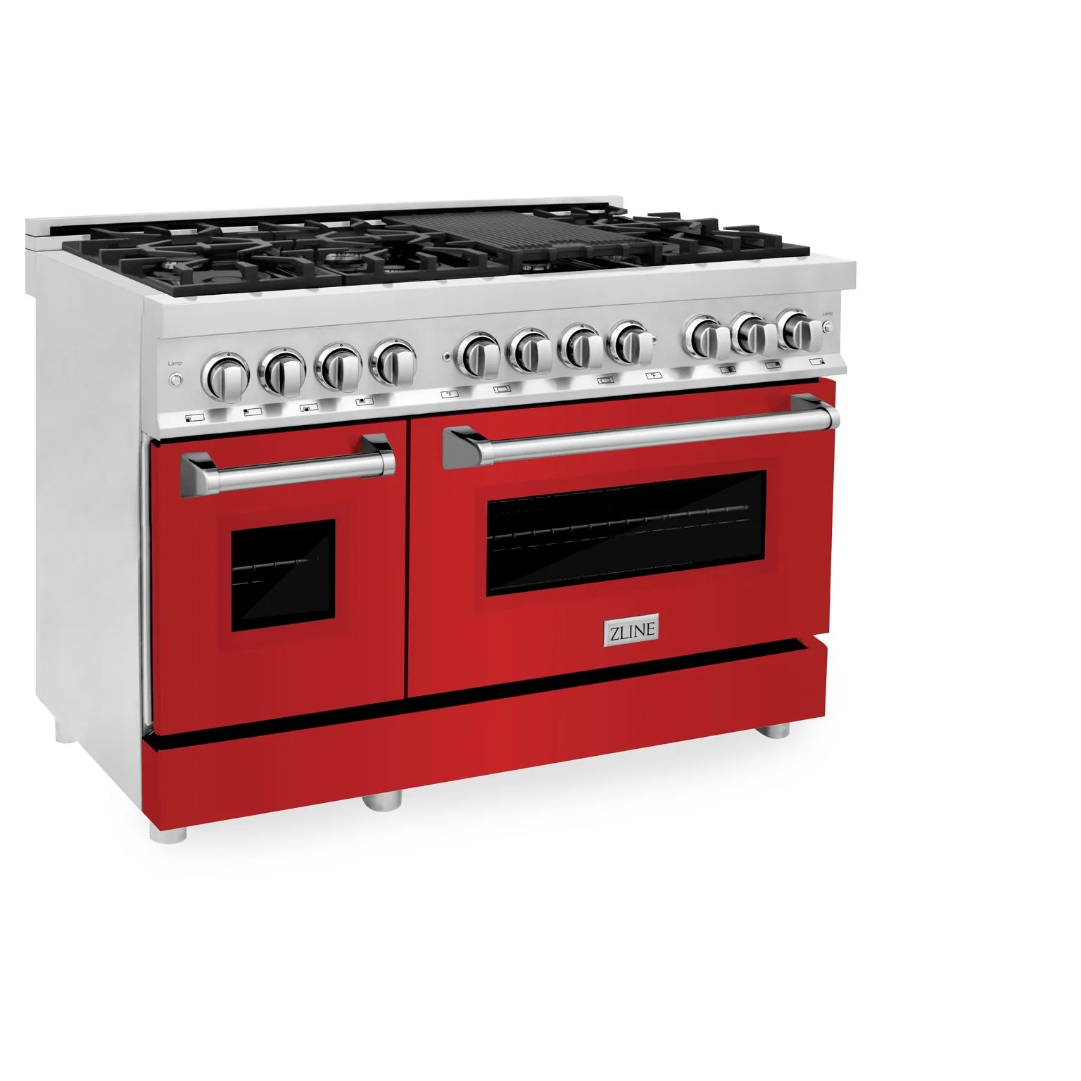 ZLINE 48 in. Professional Gas Burner/Electric Oven Stainless Steel 6.0 cu.ft. 7 Range - Red Matte, RA-RM-48 - Cheap Abt