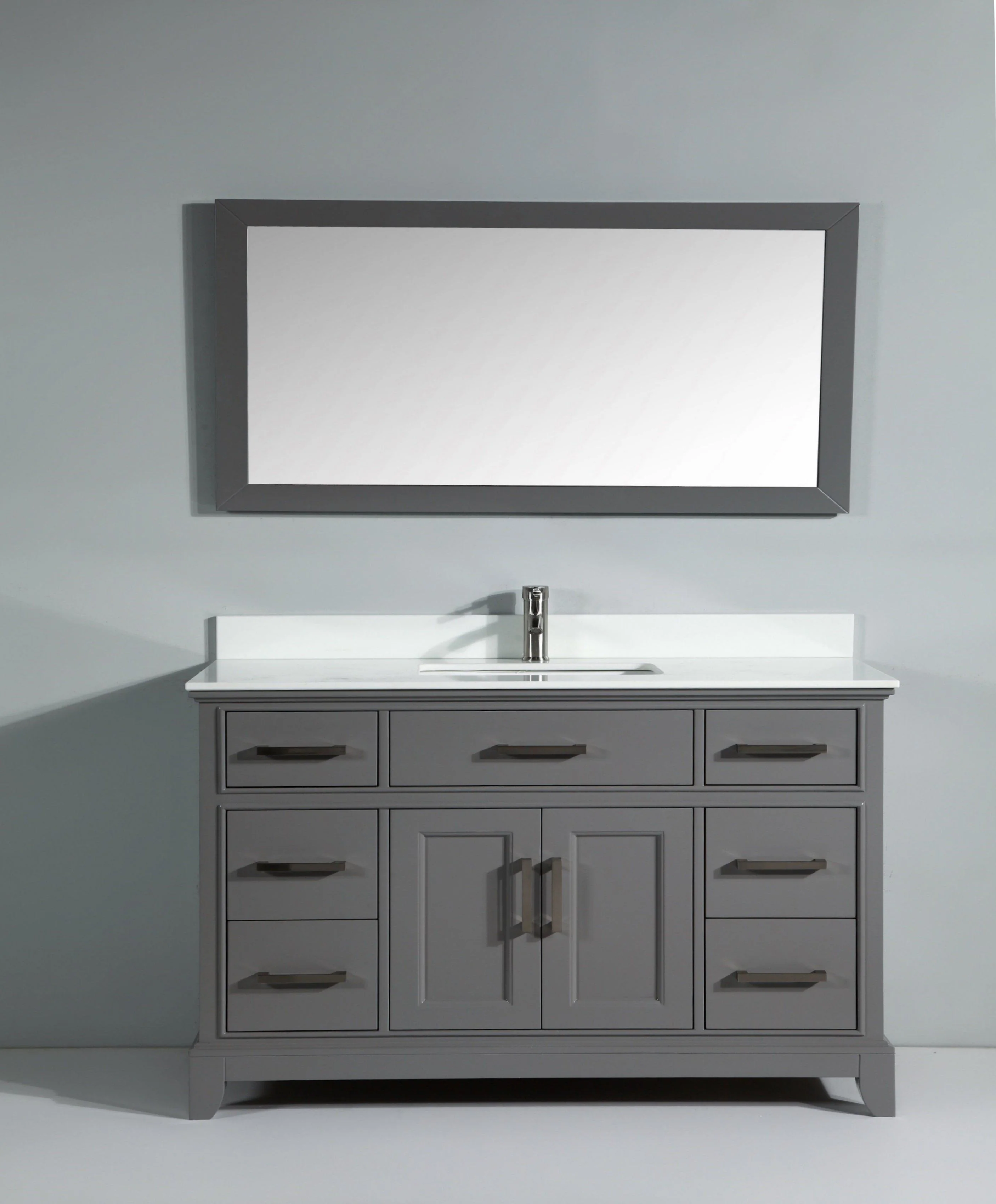 Vanity Art 60 in. Sink Vanity & Mirror - Gray, VA1060G - Cheap Abt