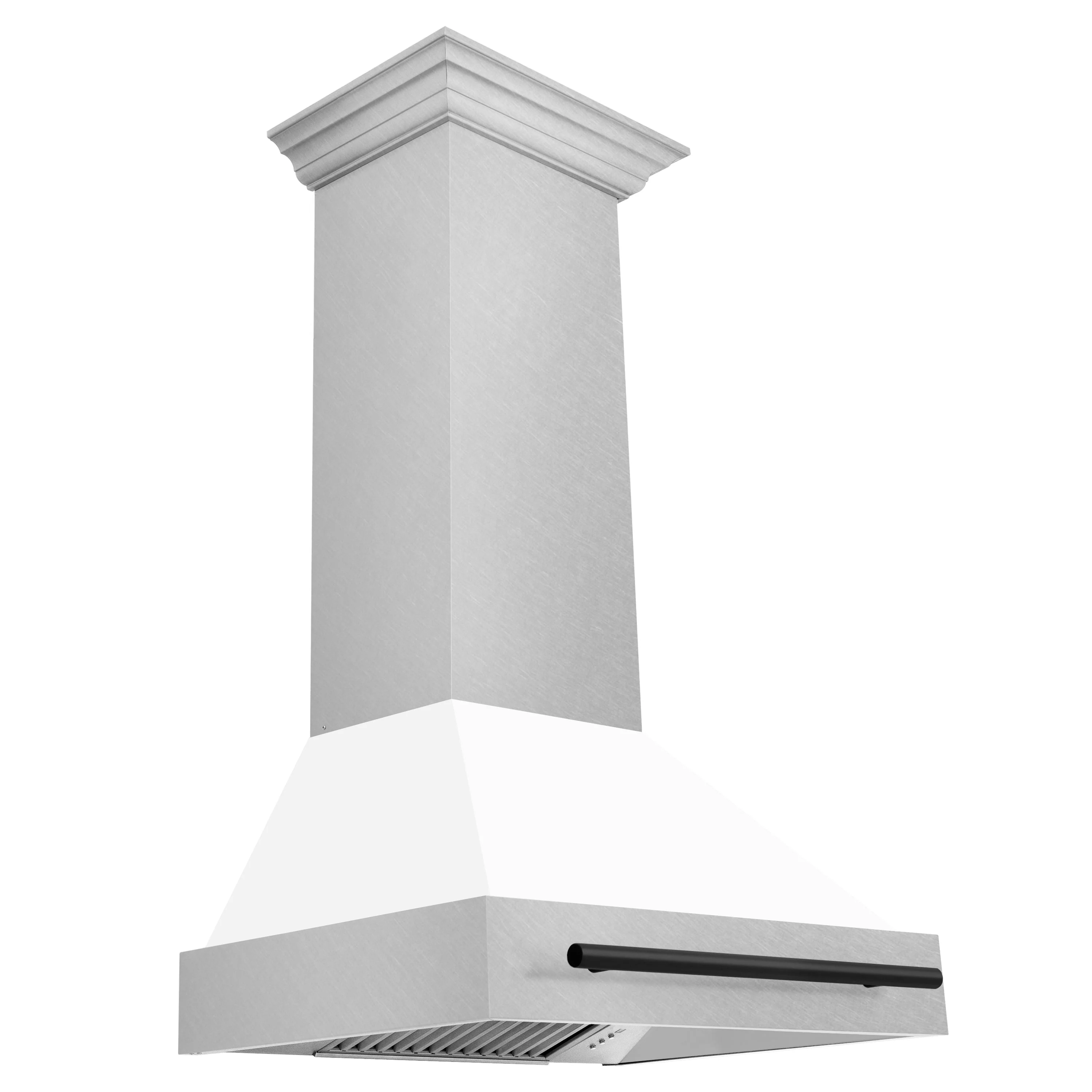 ZLINE 30 Inch Autograph Edition DuraSnow® Range Hood with White Matte Shell and Matte Black Handle, 8654SNZ-WM30-MB - Cheap Abt