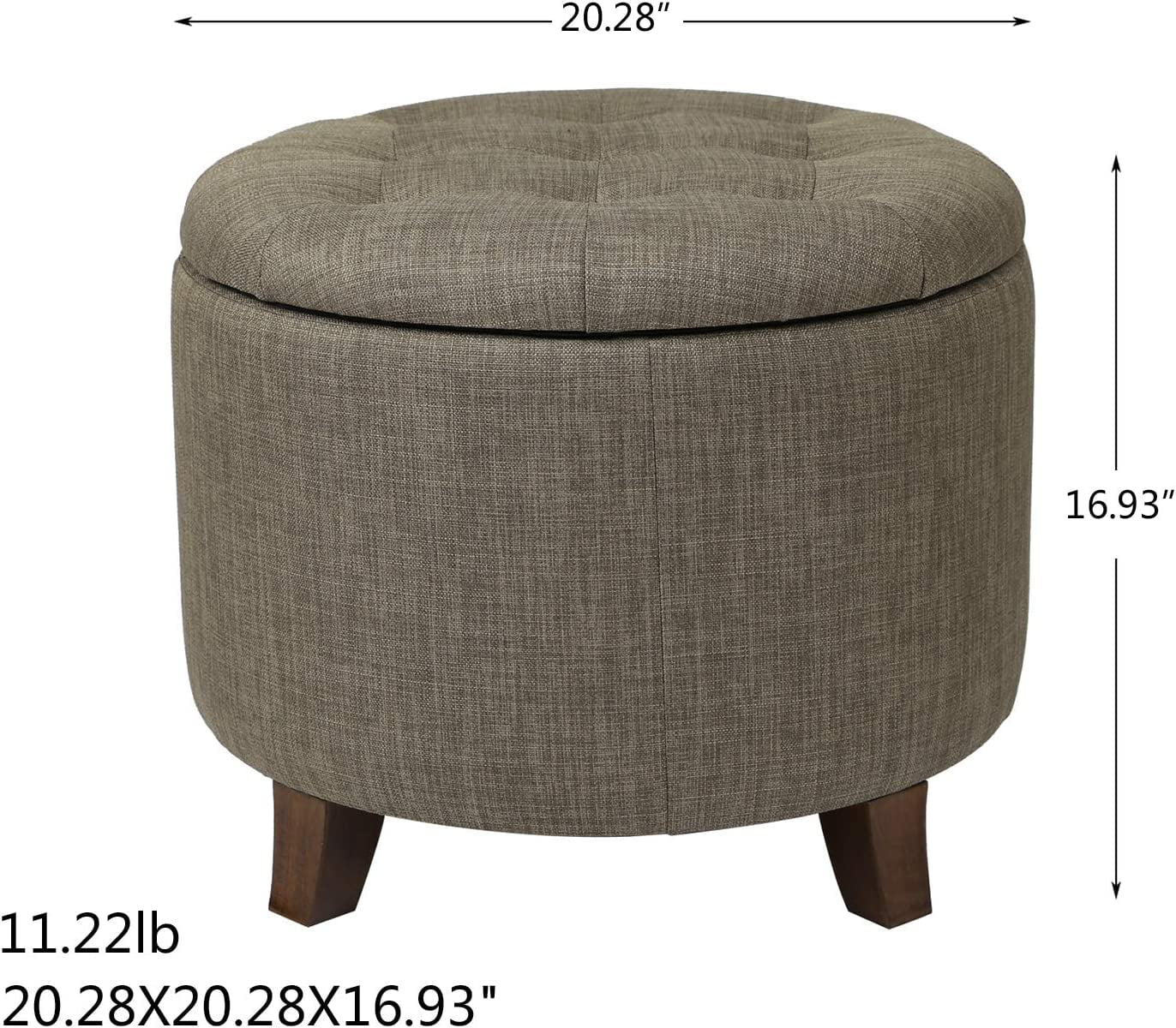 Fabric Cushion Round Button Tufted Lift Top Storage Footstool. Height 17 Inches Ottomans & Storage Ottomans. Strudy. Brown - Cheap Abt