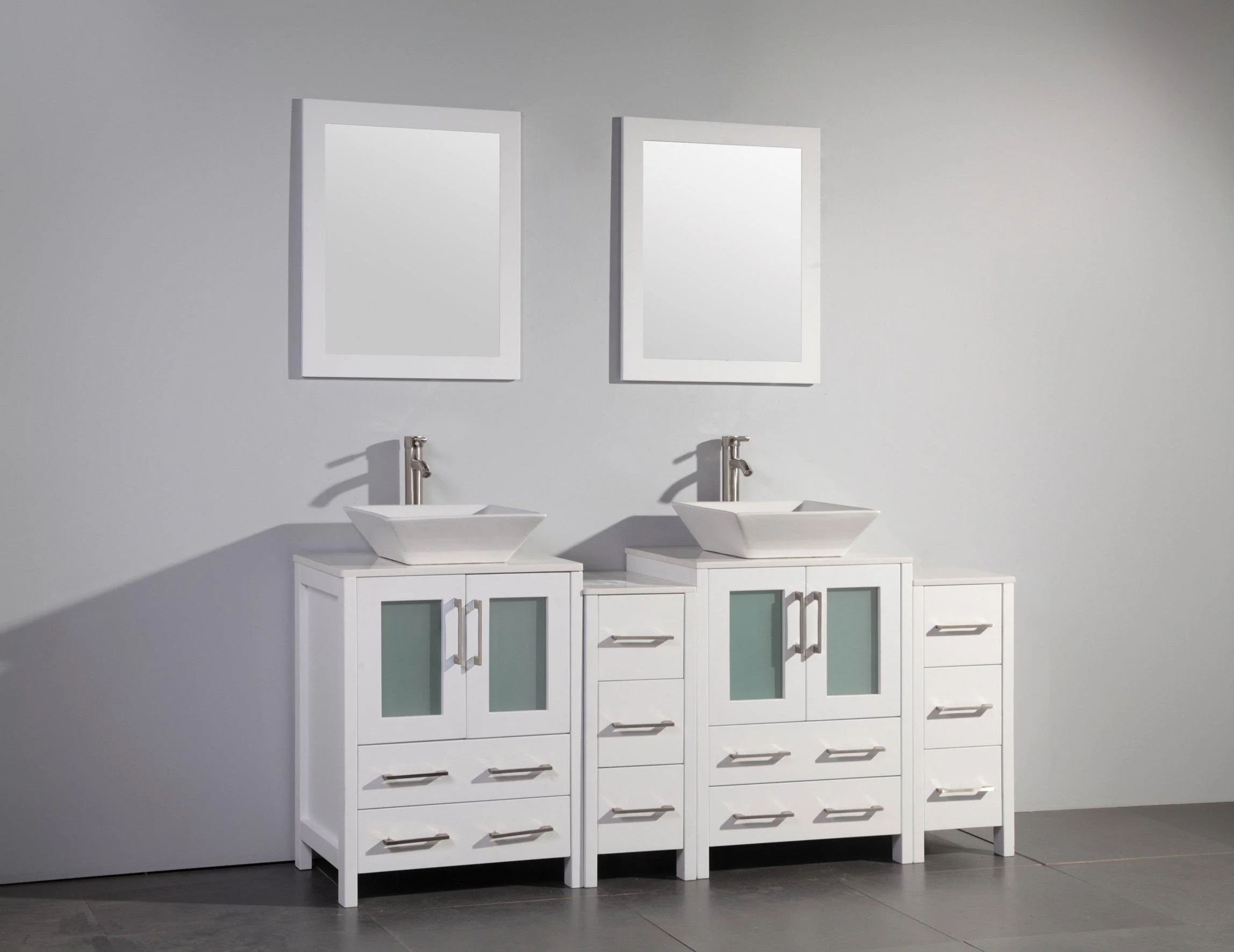 Vanity Art Ravenna 72 in. Bathroom Vanity in White with Double Basin Top in White Ceramic and Mirrors, VA3124-72W - Cheap Abt