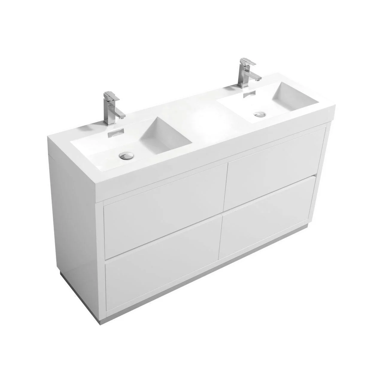 KubeBath Bliss 60 in. Double Sink Free Standing Modern Bathroom Vanity - High Gloss White, FMB60D-GW - Cheap Abt