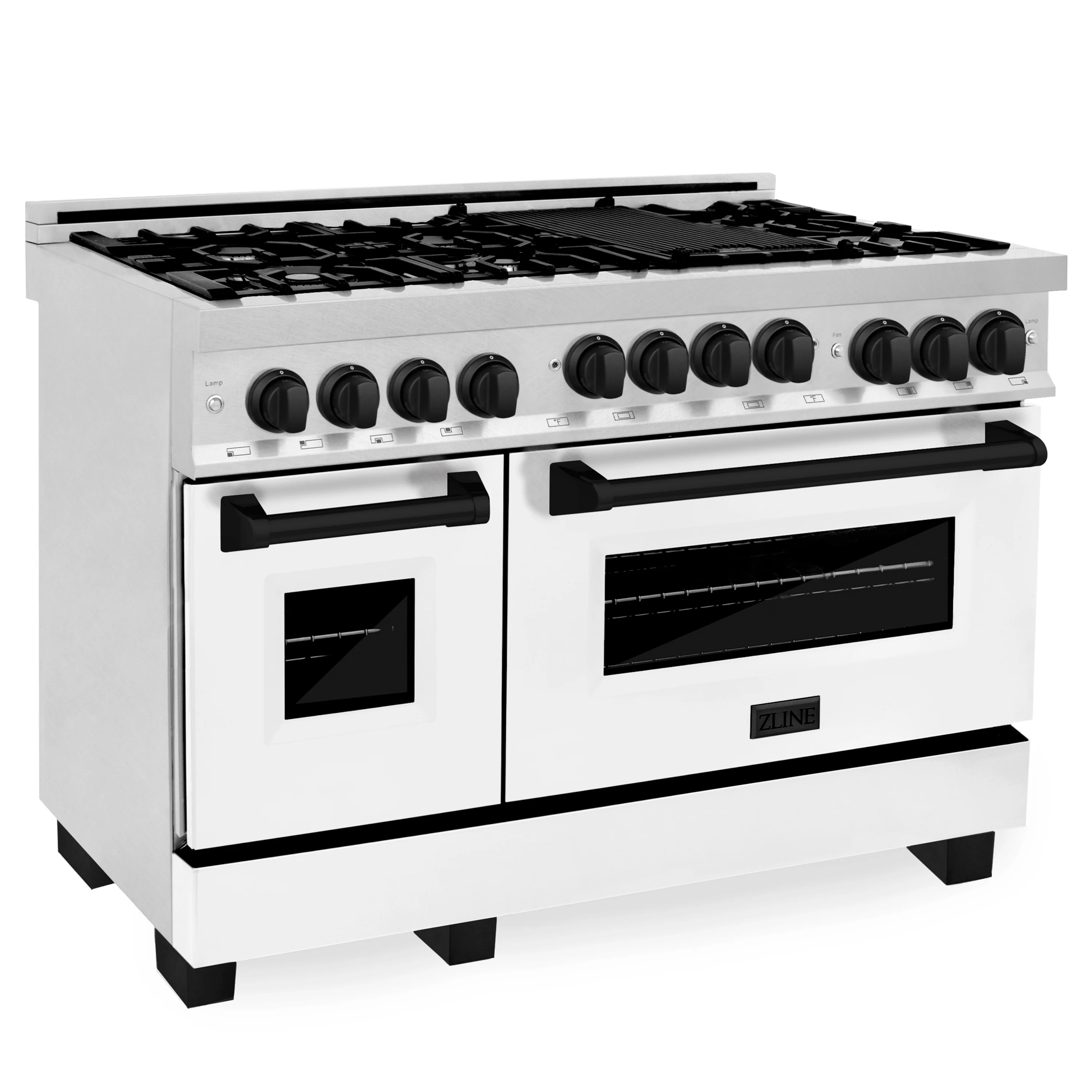 ZLINE Autograph Edition 48 in. Gas Range in DuraSnow® with White Matte Door and Matte Black Accents, RGSZ-WM-48-MB - Cheap Abt