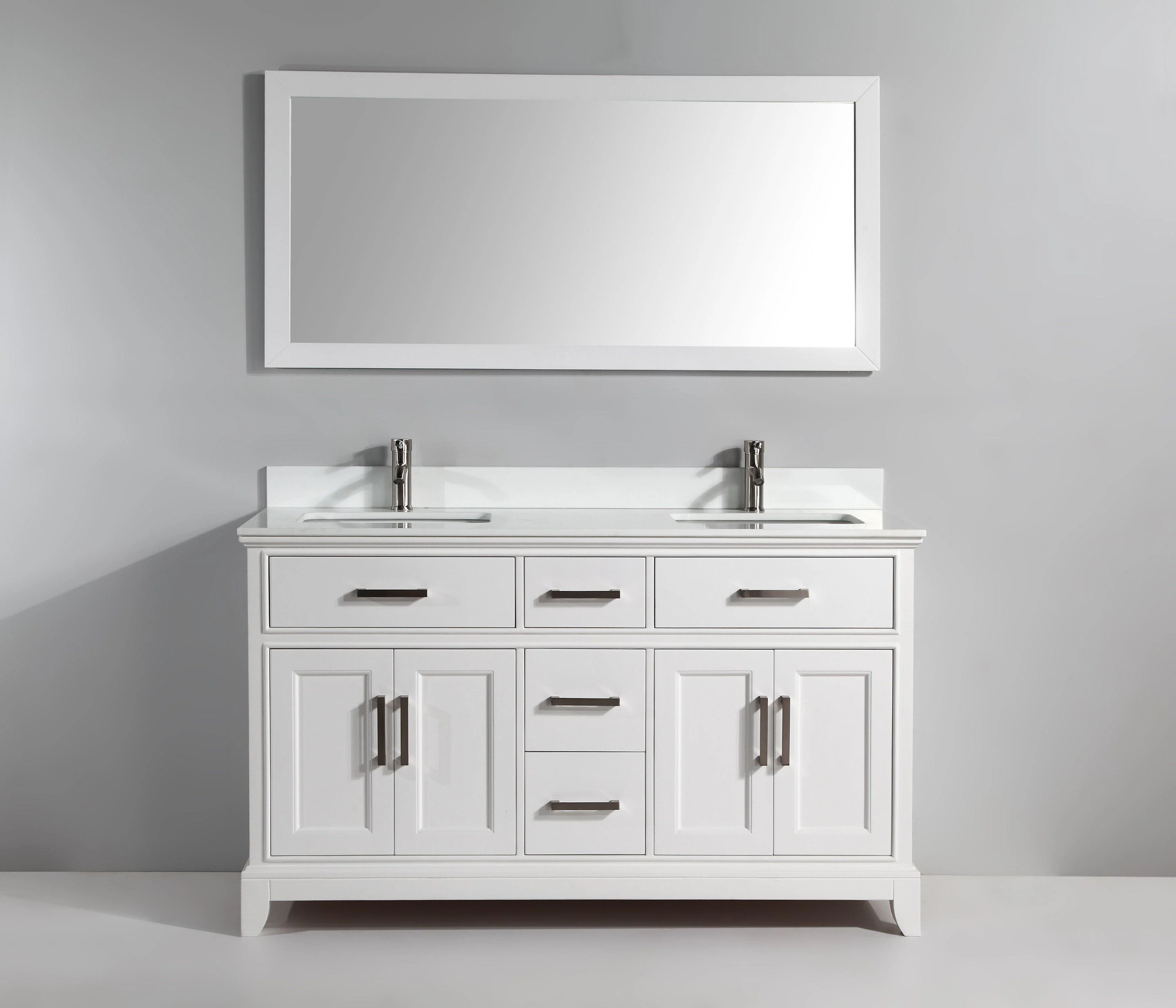 Vanity Art 60 in. Double Sink Vanity & Mirror - White, VA1060DW - Cheap Abt