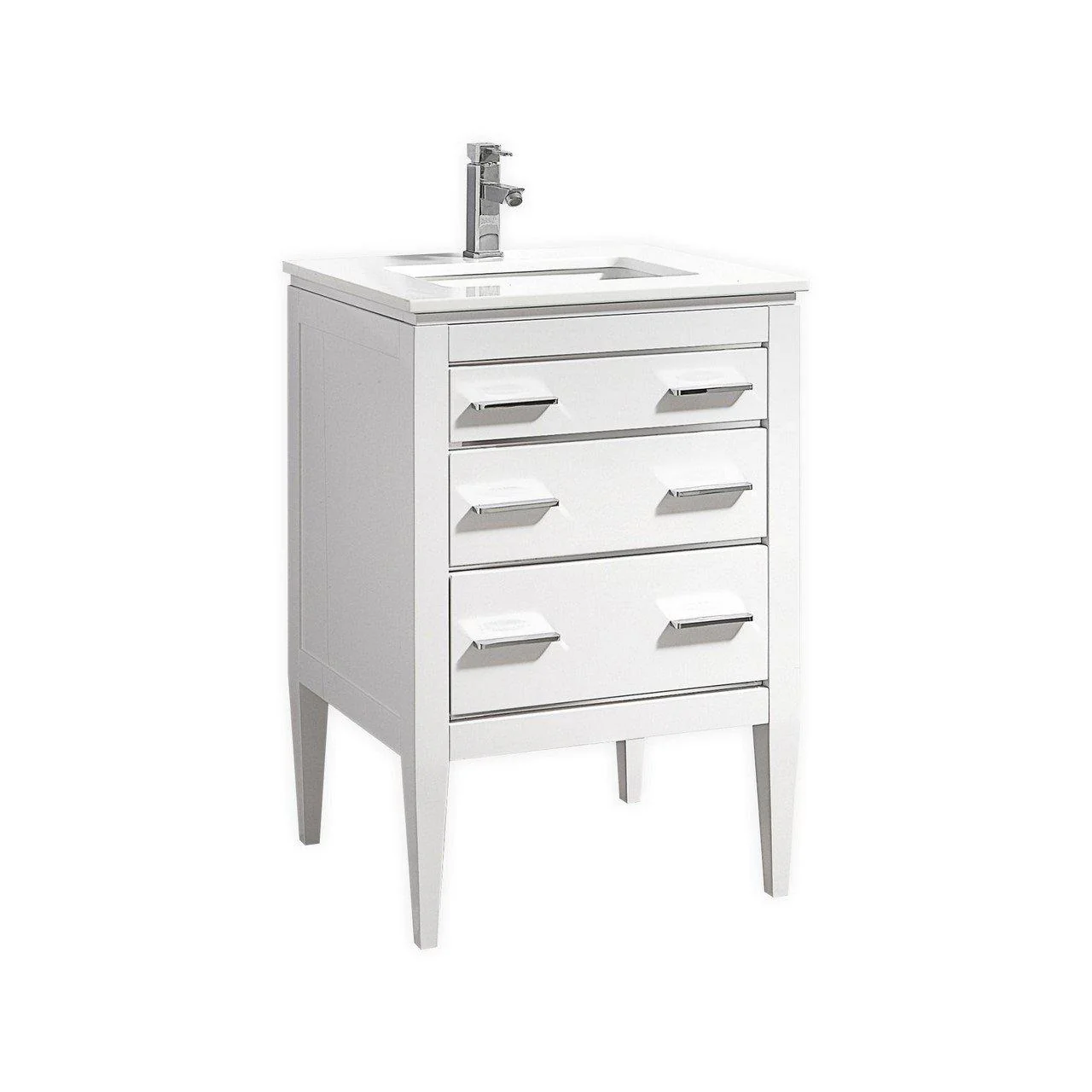 Eiffel 24'' High Gloss White Vanity W/ Quartz Counter Top - Cheap Abt