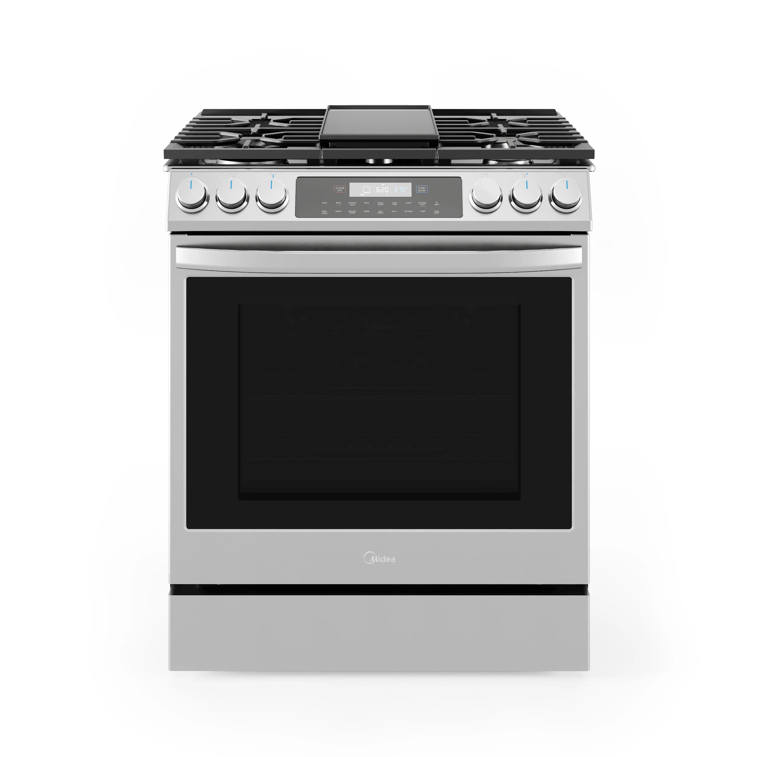 Midea 30 In. Slide-In Gas Range with 5 Burners and 6.1 cu. ft. Self-Cleaning Oven in Stainless Steel, MGS30S4AST - Cheap Abt