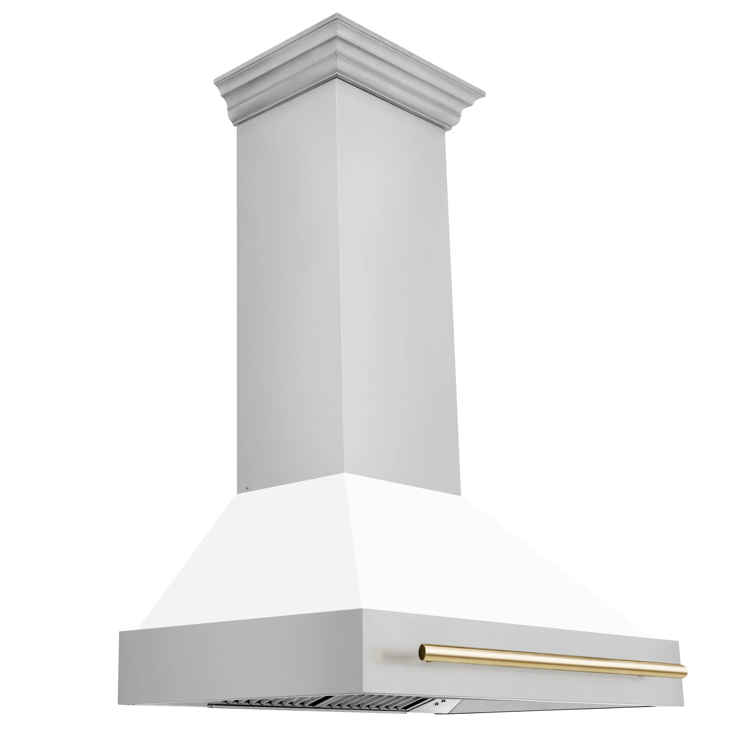 ZLINE 36 Inch Autograph Edition Range Hood with White Matte Shell and Gold Handle, 8654STZ-WM36-G - Cheap Abt