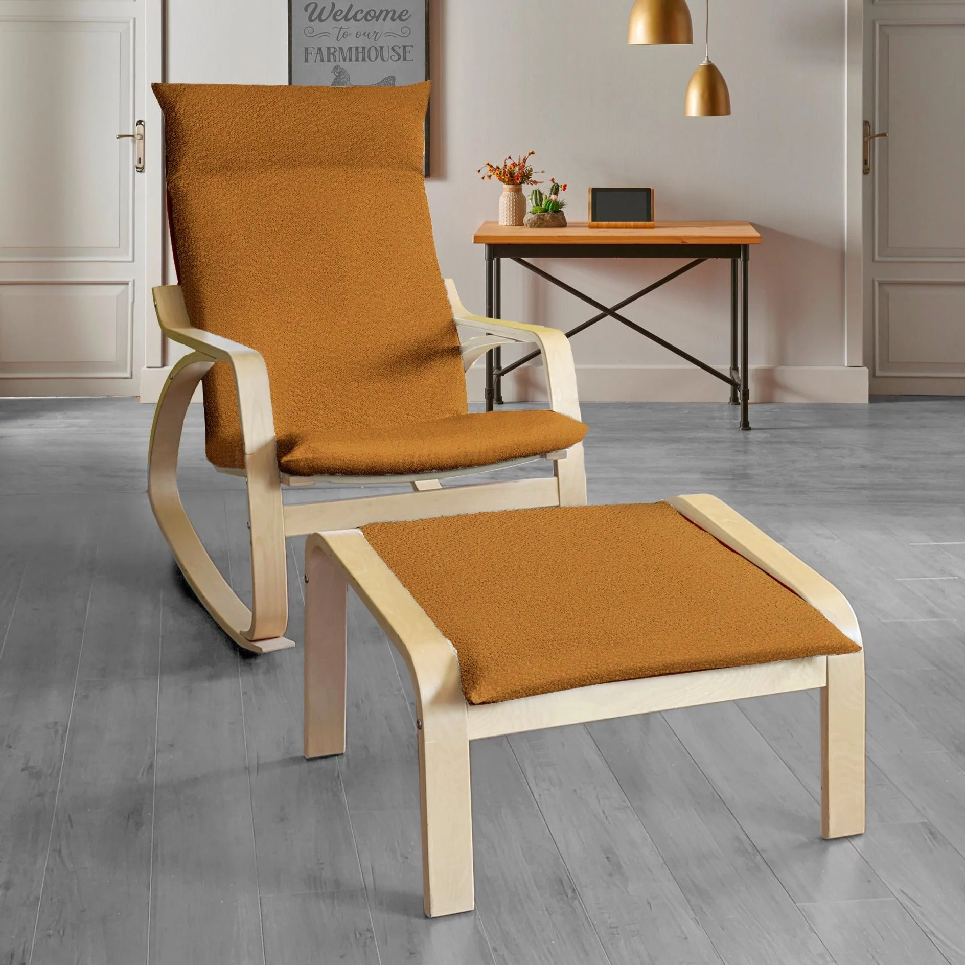 Compatible with IKEA POANG. Boucle Sherpa Cinnamon Chair and Footstool Covers - Cheap Abt