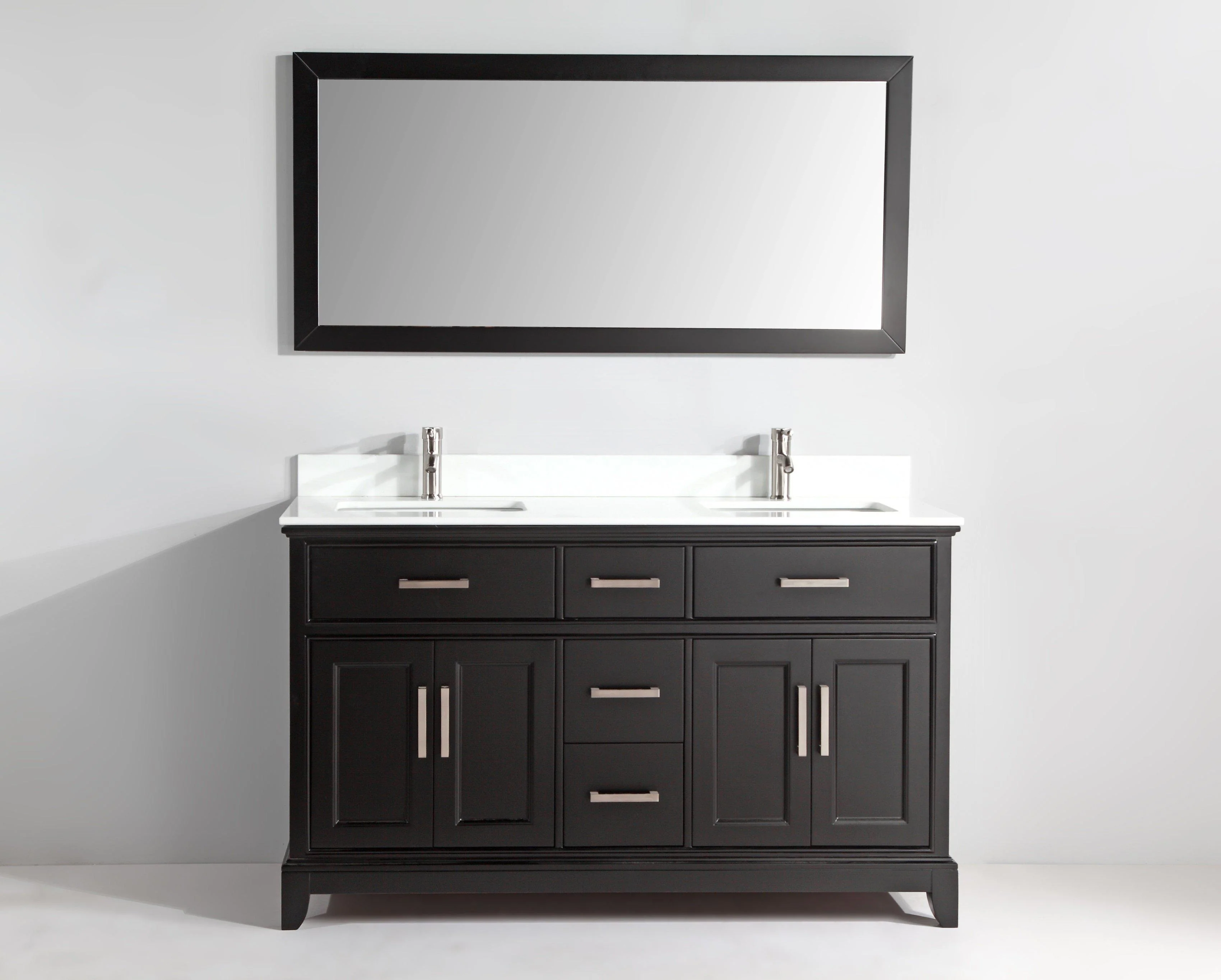 Vanity Art 60 in. Double Sink Vanity & Mirror - Espresso, VA1060DE - Cheap Abt