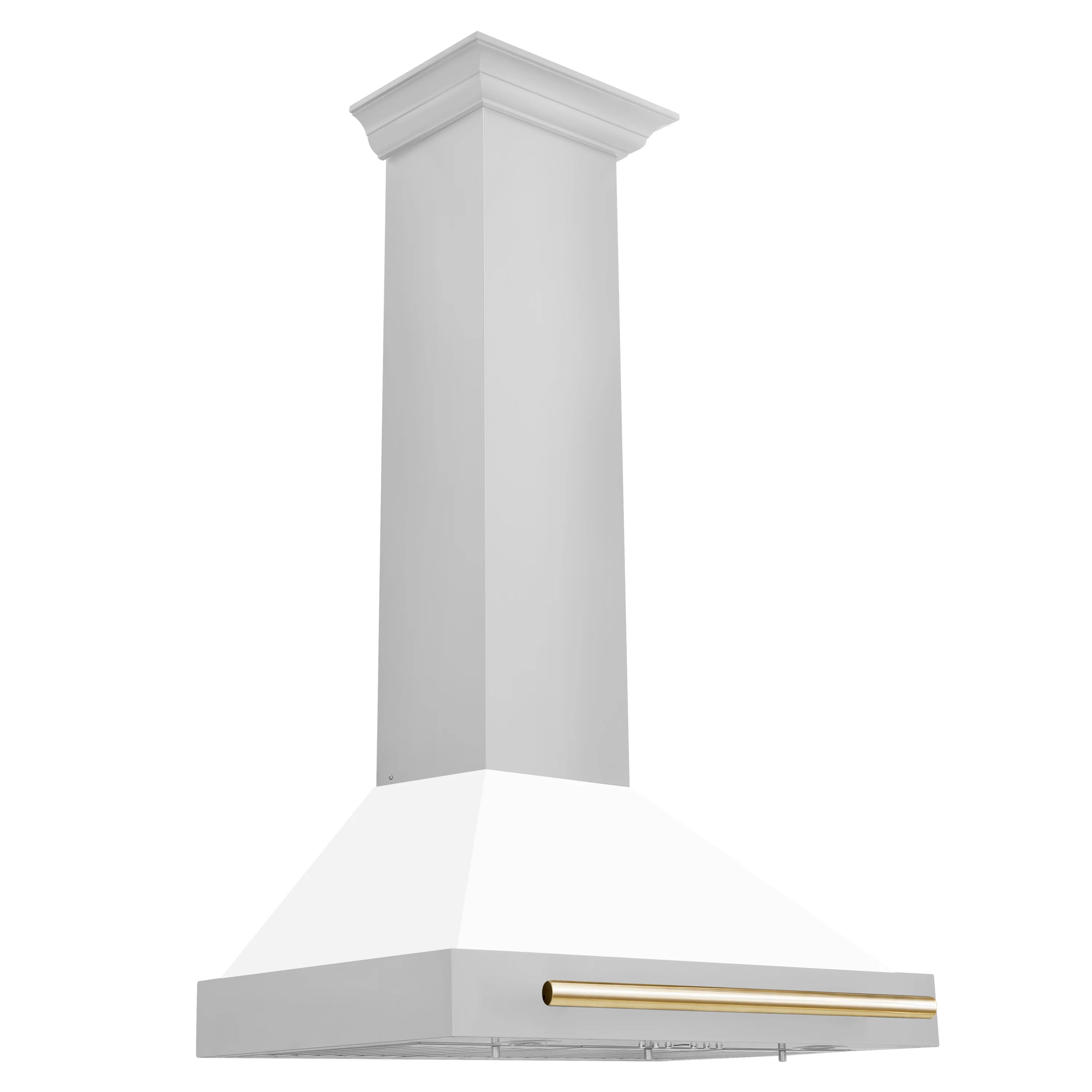 ZLINE 30 Inch Autograph Edition Stainless Steel Range Hood with White Matte Shell and Gold Handle, KB4STZ-WM30-G - Cheap Abt
