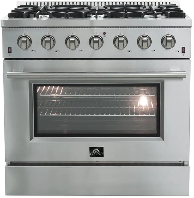 Forno 36″ Galiano Gas Range with 6 Italian Burners in Stainless Steel, FFSGS6244-36 - Cheap Abt