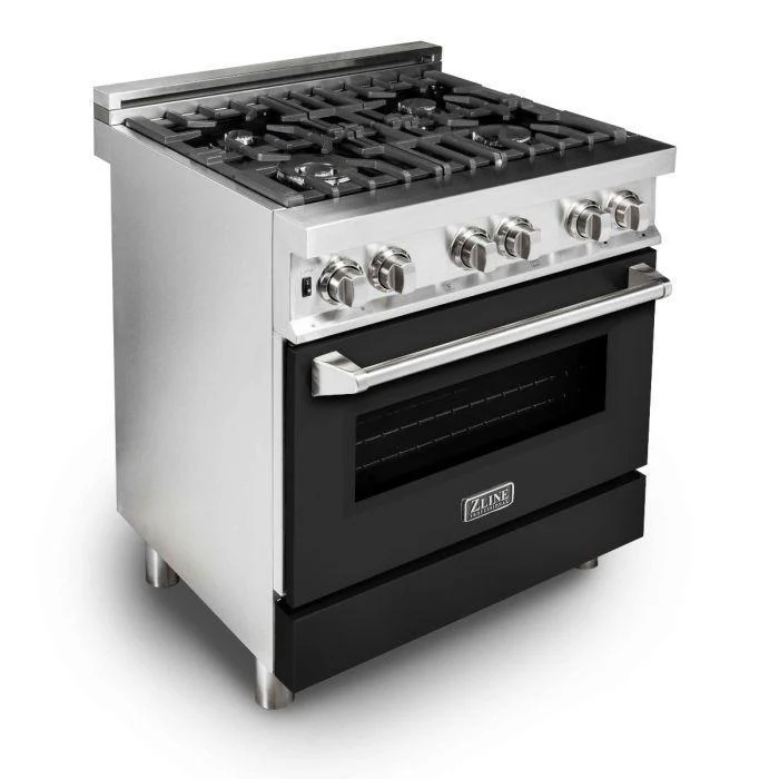 ZLINE 30 in. Professional Gas Burner/Electric Oven Stainless Steel Range with Black Matte Door, RA-BLM-30 - Cheap Abt