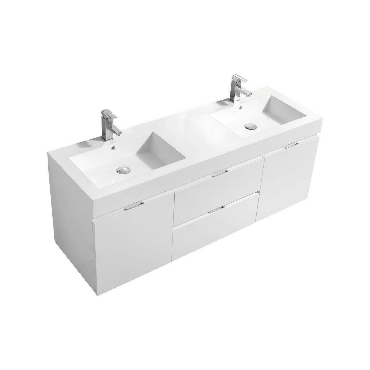 KubeBath Bliss 60 in. Double Sink Wall Mount Modern Bathroom Vanity - High Gloss White, BSL60D-GW - Cheap Abt