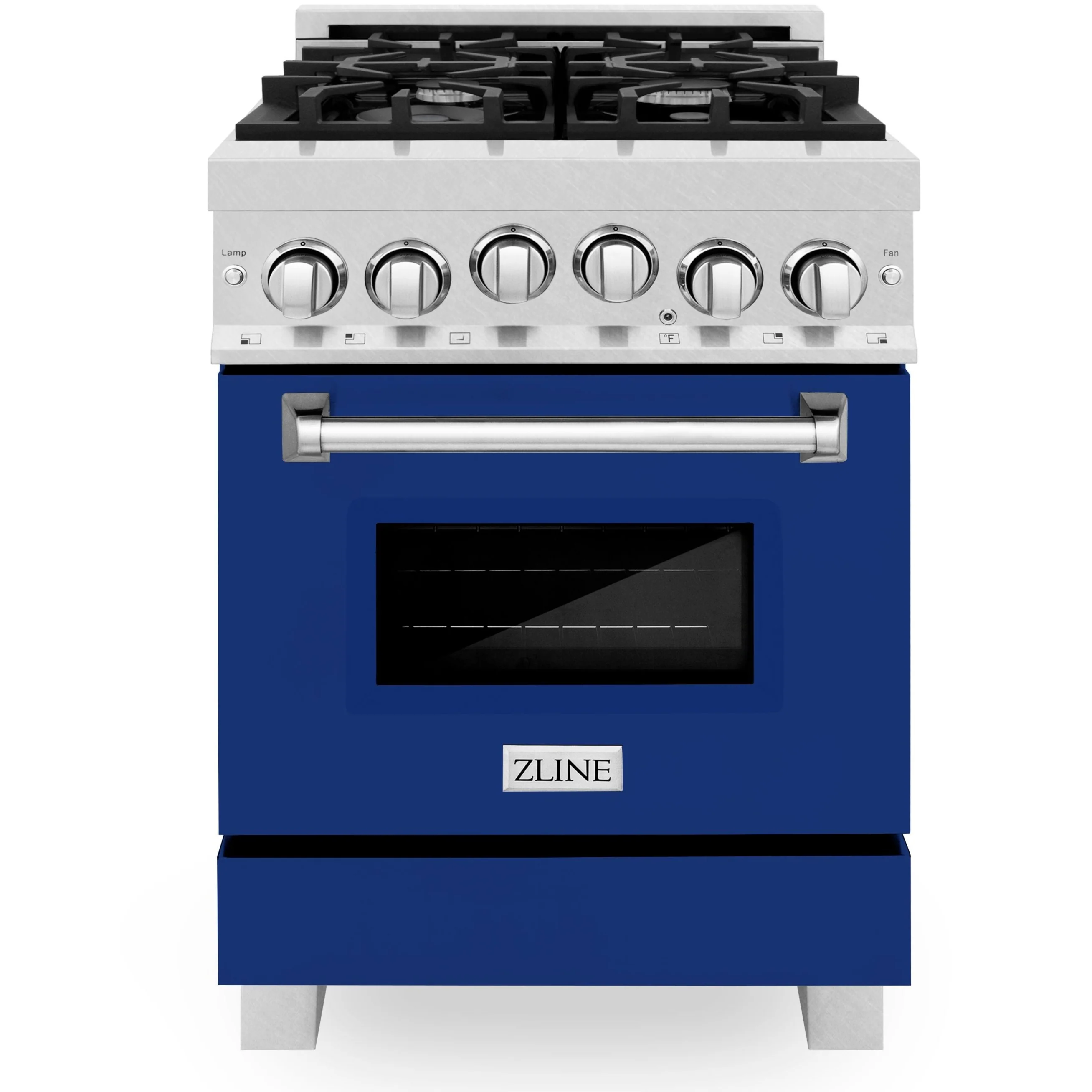 ZLINE 24 Inch Gas Range in DuraSnow® Stainless Steel and Blue Gloss Door, RGS-BG-24 - Cheap Abt