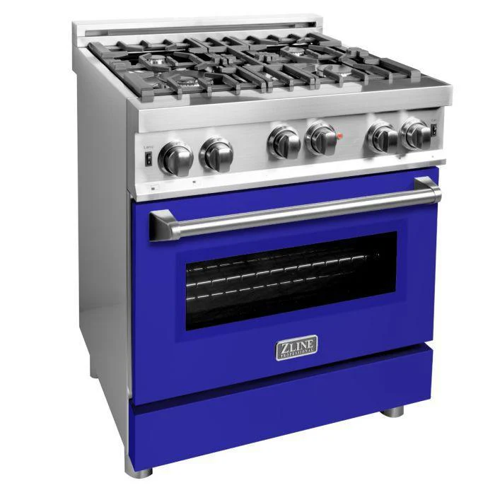 ZLINE 30 in. Professional Gas on Gas Range in Stainless Steel with Blue Matte Door, RG-BM-30 - Cheap Abt
