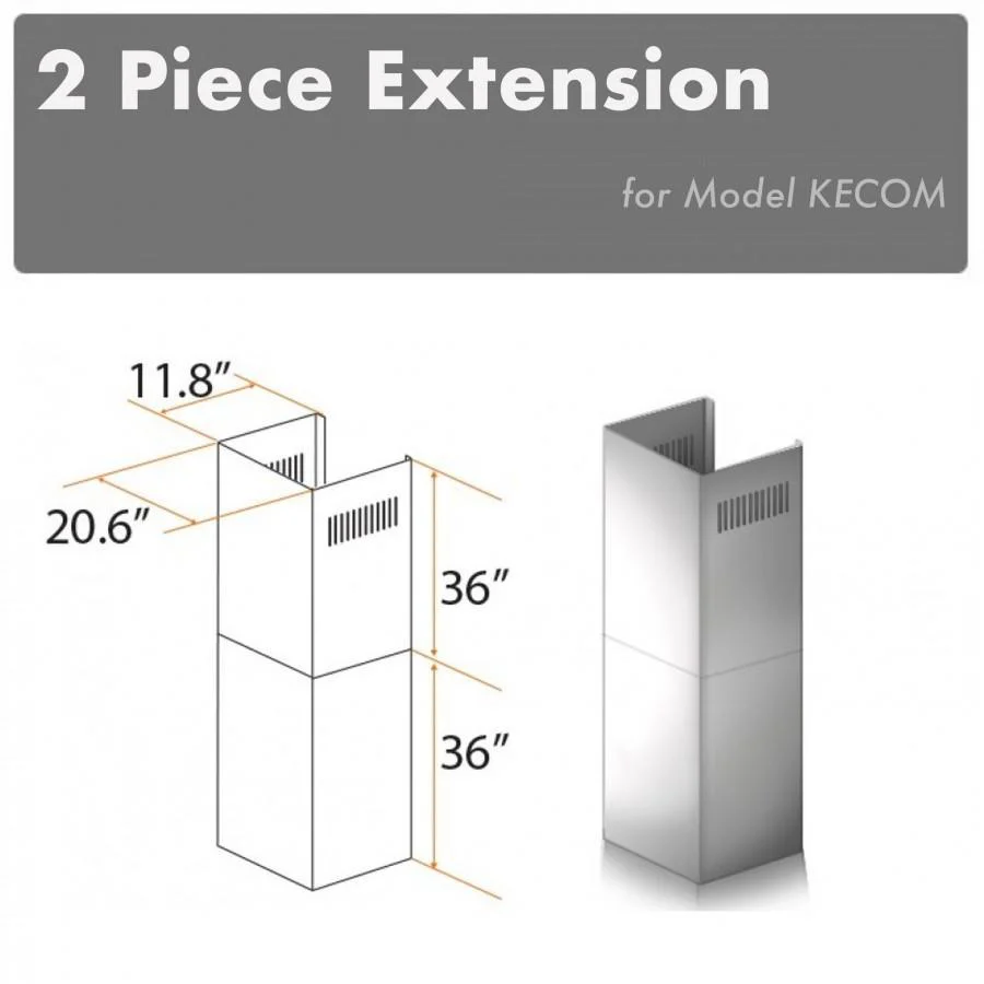 ZLINE 2 Piece Chimney Extension for 12ft Ceiling (2PCEXT-KECOM) - Cheap Abt