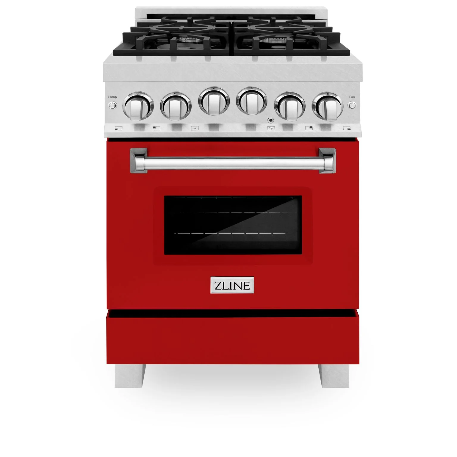 ZLINE 24 Inch 2.8 cu. ft. Range with Gas Stove and Gas Oven in DuraSnow® Stainless Steel and Red Matte Door, RGS-RM-24 - Cheap Abt