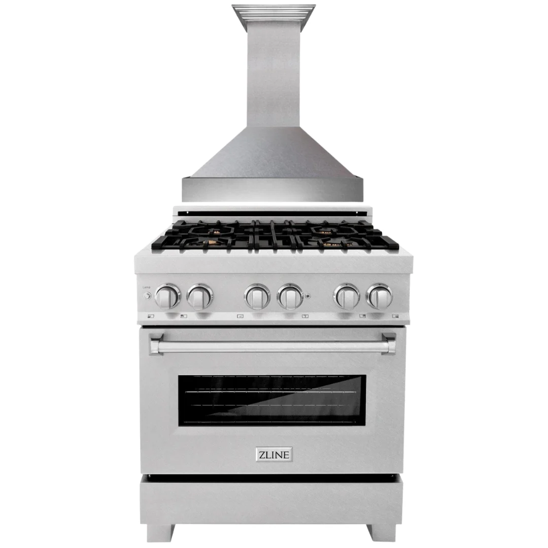 ZLINE 30 in. Dual Fuel Range and Range Hood DuraSnow® Stainless Steel Appliance Package, 2KP-RASSNRH30 - Cheap Abt