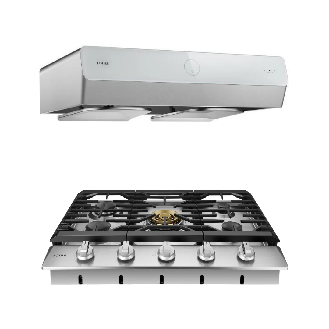 Fotile Package 30 Inch Cooktop and 30 Inch Under Cabinet Range Hood in Silver Gray, 850CFM, AP-GLS30501-7 - Cheap Abt