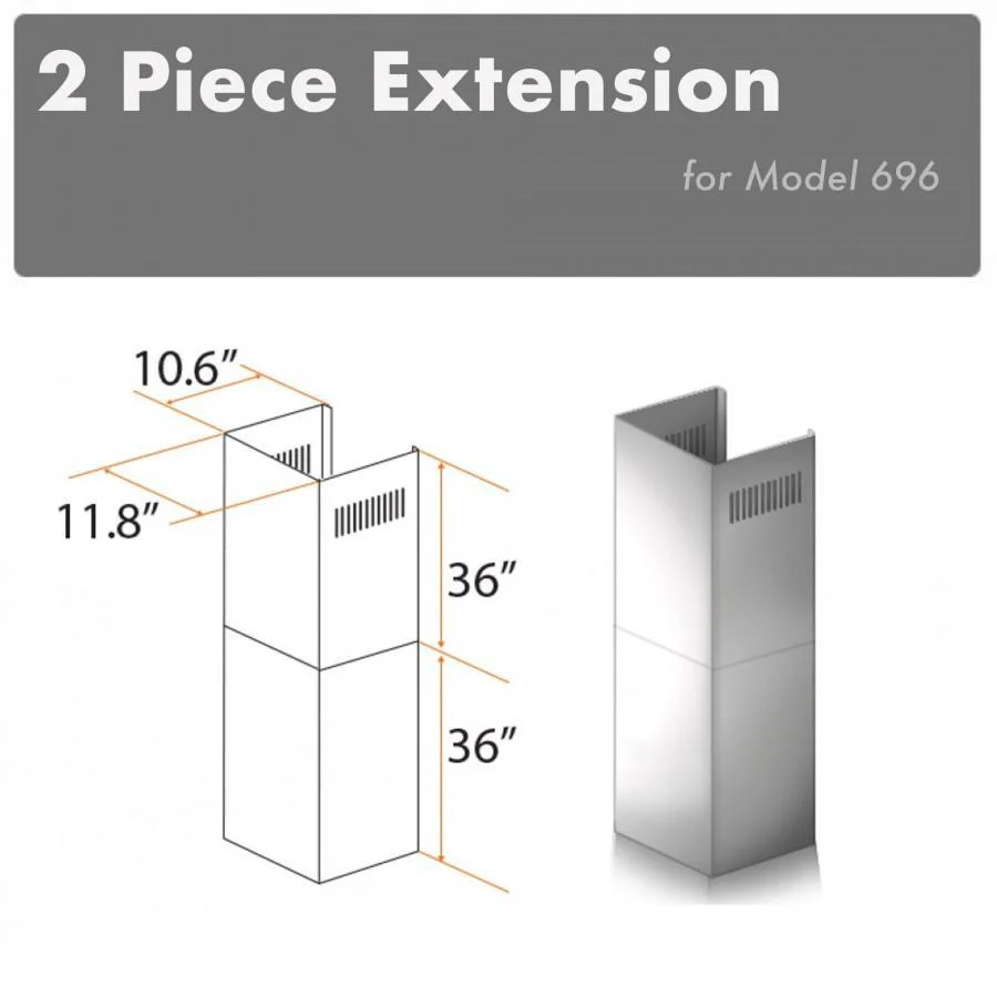 ZLINE 2 Piece Chimney Extension for 12ft Ceiling (2PCEXT-696) - Cheap Abt