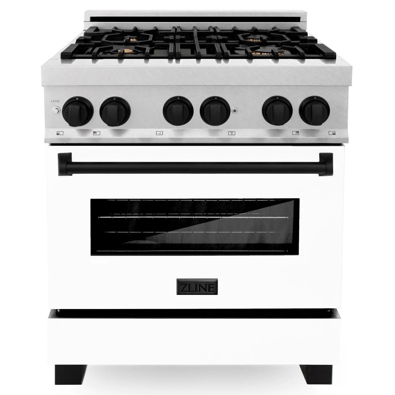 ZLINE Autograph Edition 30 in. 4.0 cu. ft. Range, Gas Stove/Electric Oven in DuraSnow® with White Matte Door, Matte Black Accents, RASZ-WM-30-MB - Cheap Abt