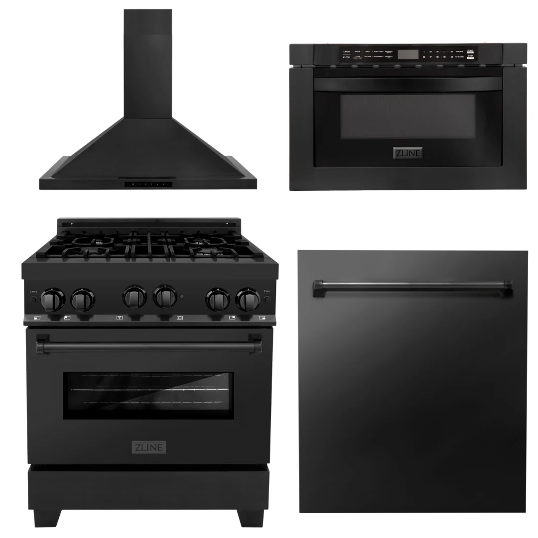 ZLINE Appliance Package - 30 in. Gas Range, Range Hood, Microwave & Dishwasher Appliance Package, 4KP-RGBRBRH30-MWDW - Cheap Abt