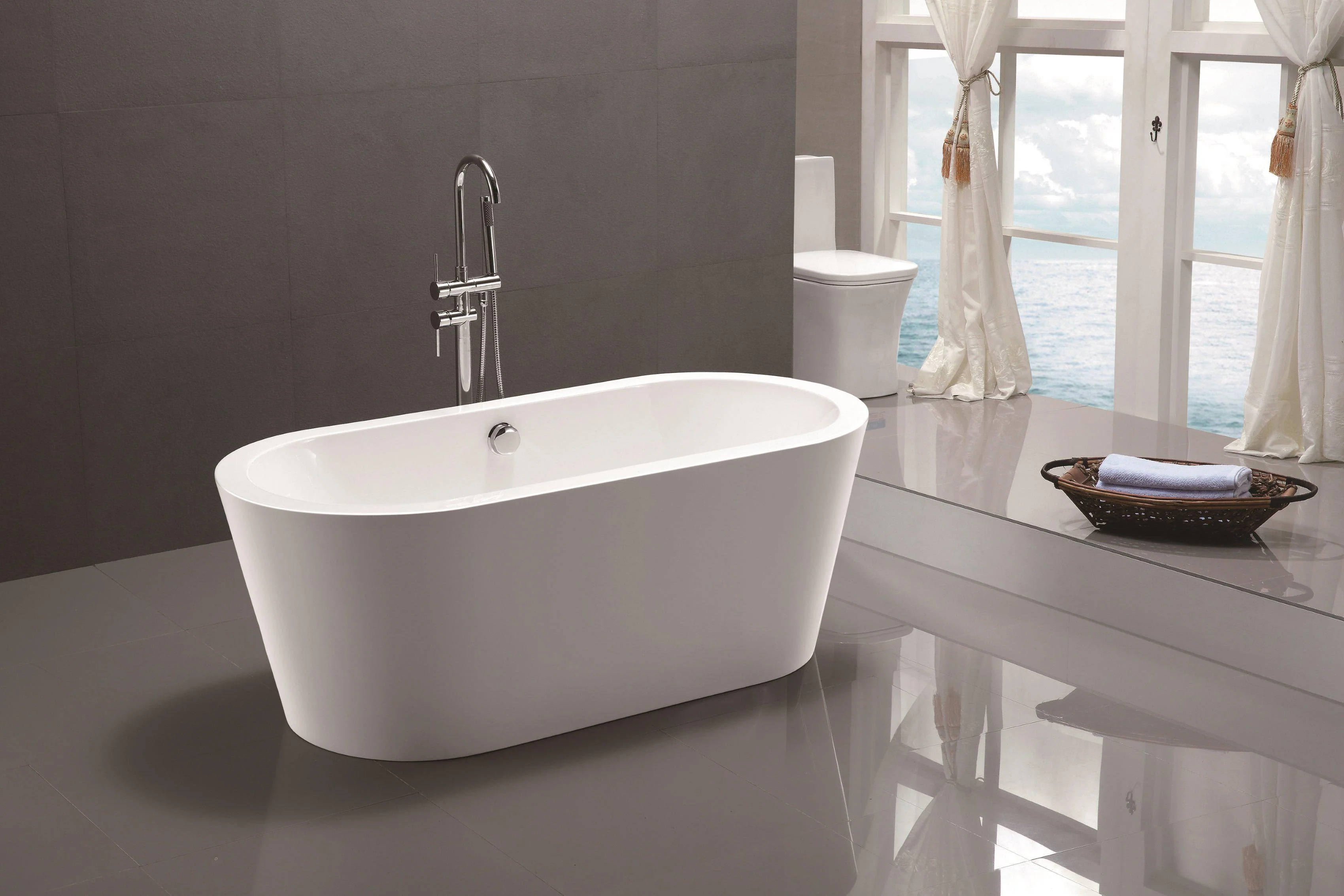 Vanity Art Lorient 67 in. Acrylic Flatbottom Freestanding Bathtub in White, VA6812 - Cheap Abt