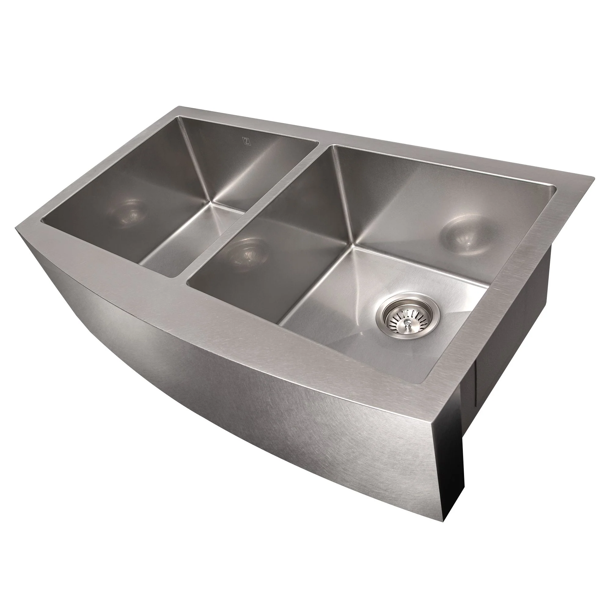 ZLINE 36 in. Niseko Farmhouse Apron Mount Double Bowl DuraSnow® Stainless Steel Kitchen Sink with Bottom Grid, SA50D-36S - Cheap Abt