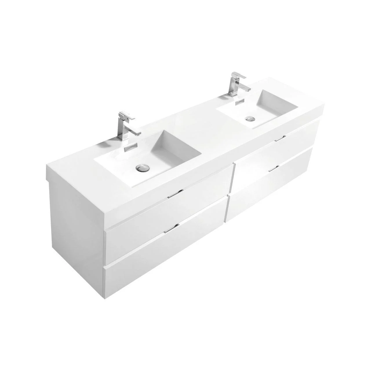 Bliss 80 in. Double Sink Wall Mount Modern Bathroom Vanity - High Gloss White - Cheap Abt