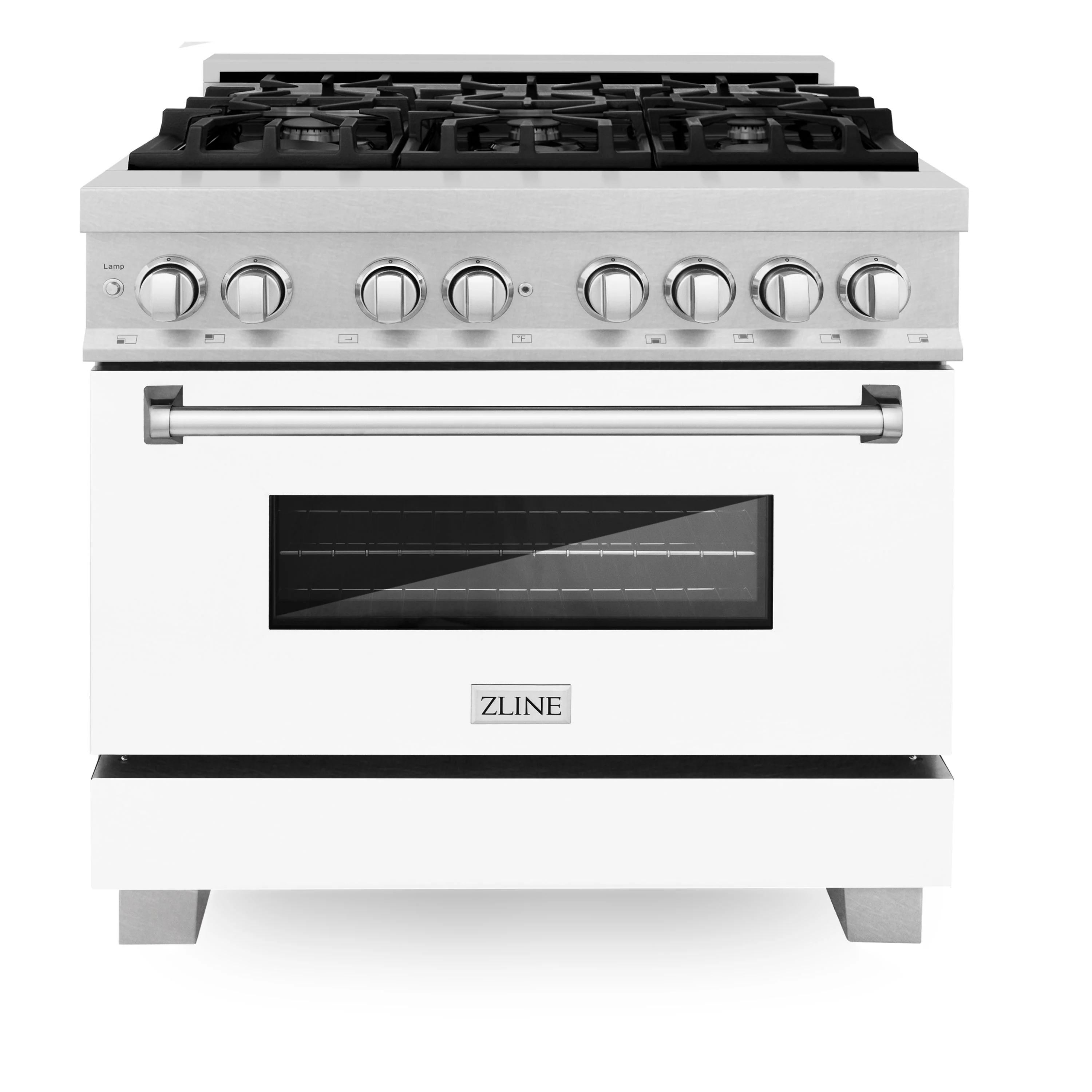 ZLINE Kitchen and Bath 36 in. Professional Gas Burner/Electric Oven in DuraSnow® Stainless with White Matte Door, RAS-WM-36 - Cheap Abt